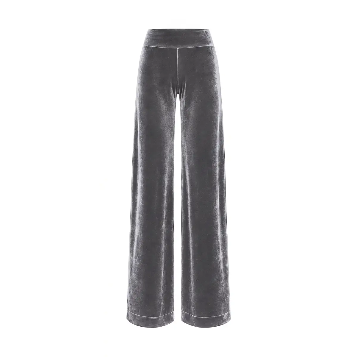 MIMI, pantalone palazzo in ciniglia grigia.