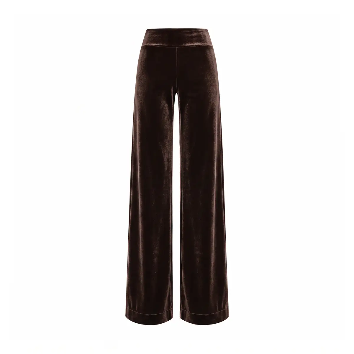 MIMI, pantalone palazzo in ciniglia marrone.