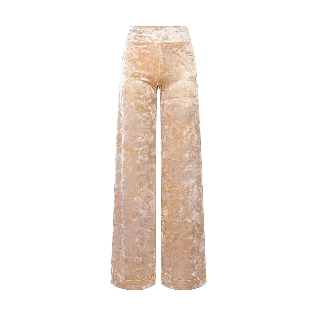 MIMI, pantalone palazzo in ciniglia martellata champagne.