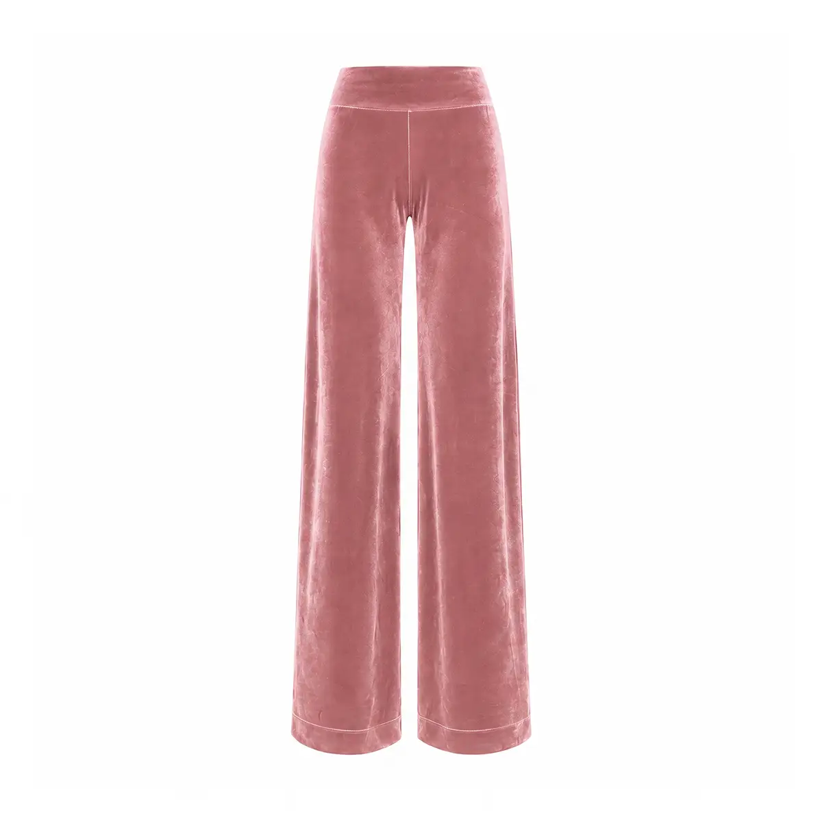 MIMI, pantalone palazzo in ciniglia rosa.