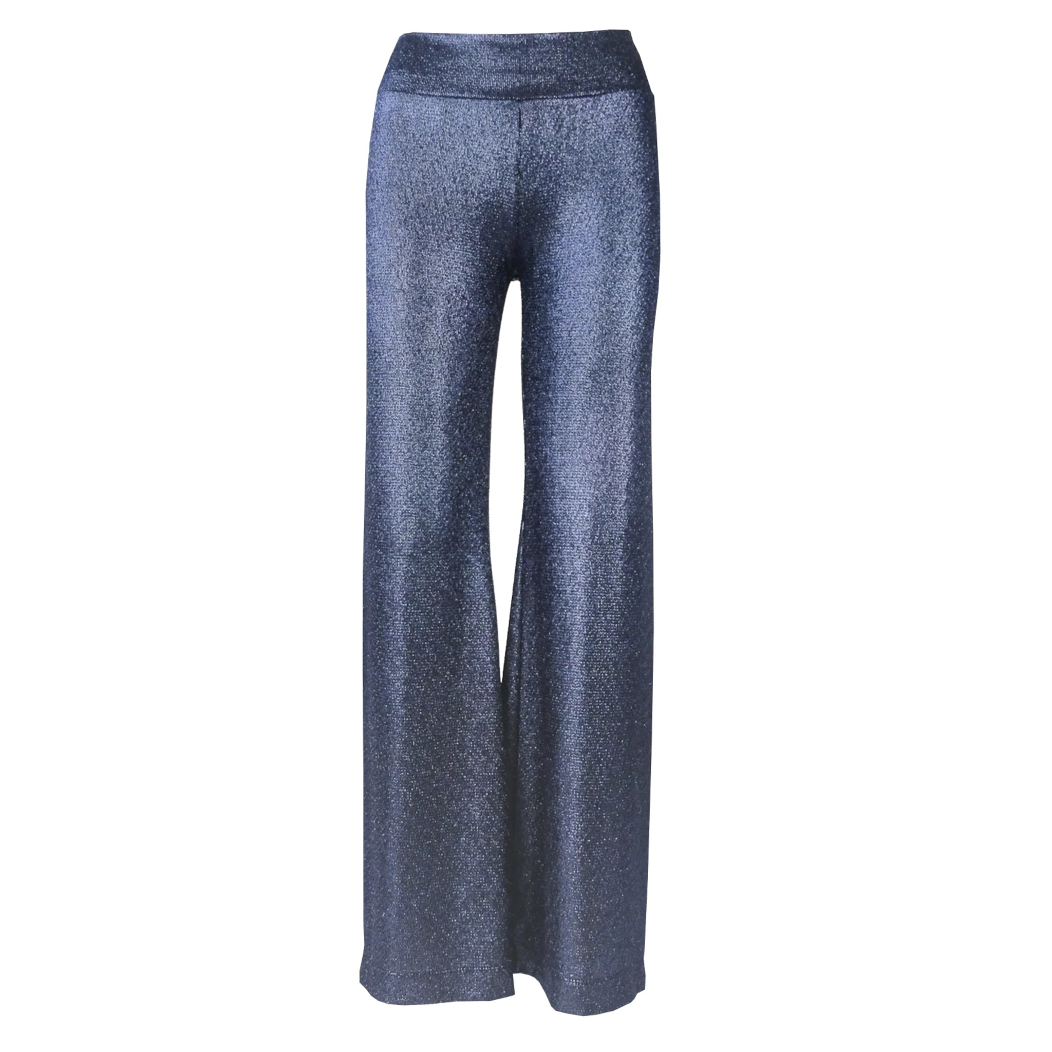 MIMI pantalone Alessandra Gallo lurex blu palazzo Stardust Collection