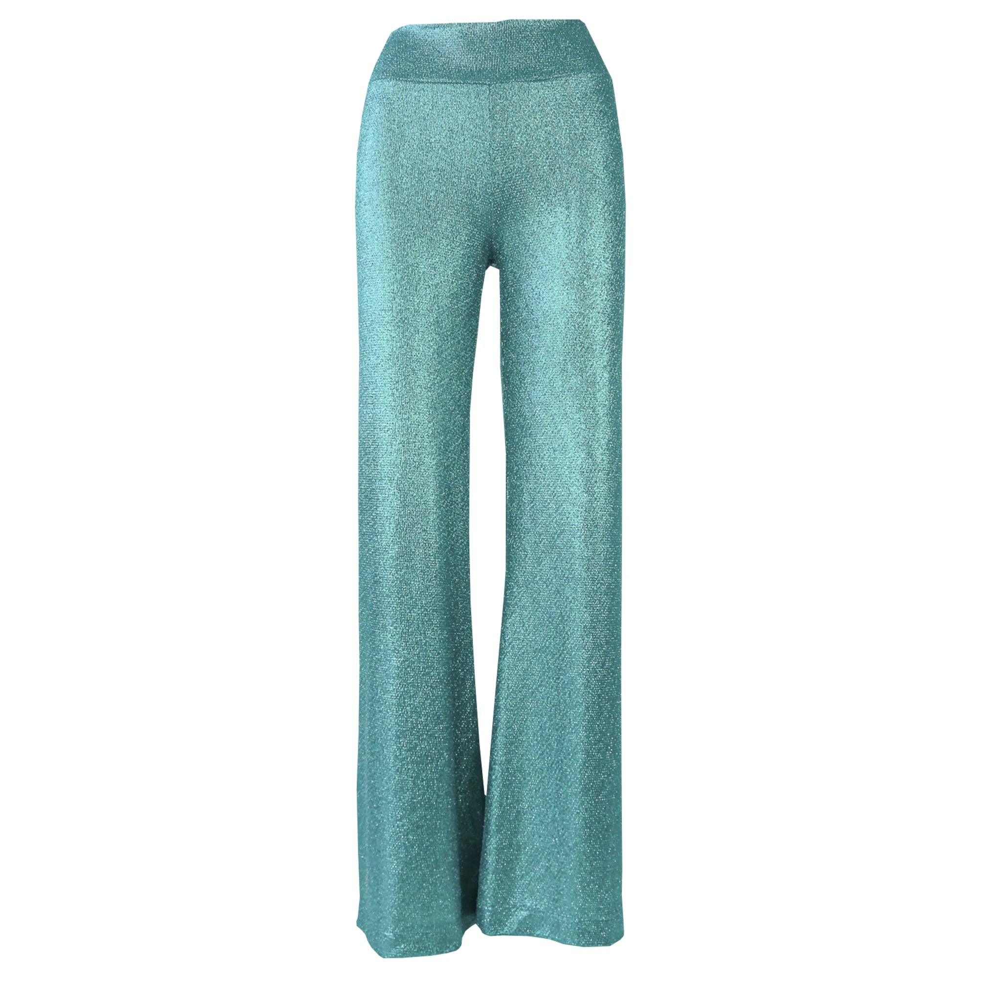 MIMI pantalone Alessandra Gallo lurex verde palazzo Stardust Collection