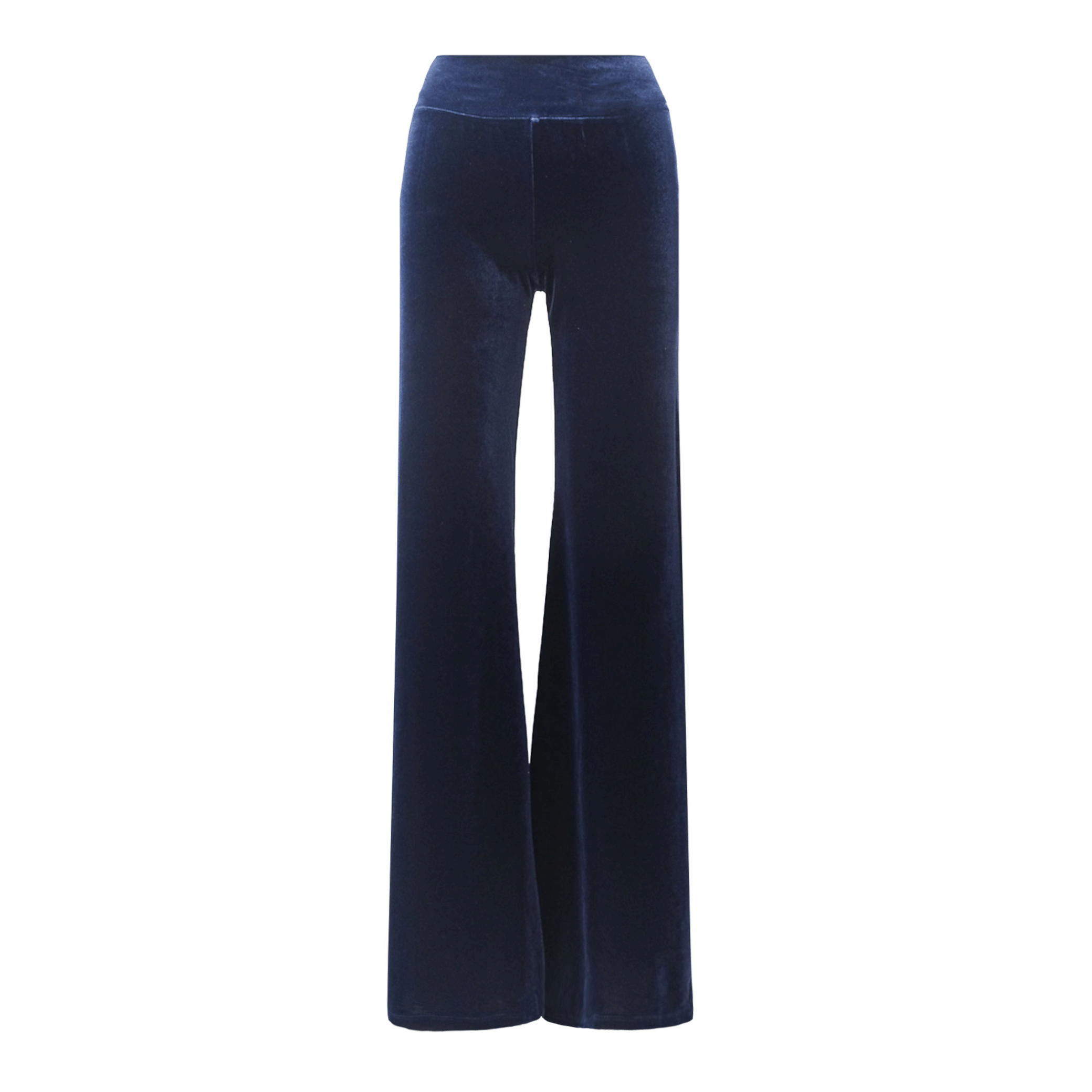 Pantalone MIMI palazzo ciniglia blu - vita aderente vista frontale Day&Night Collection