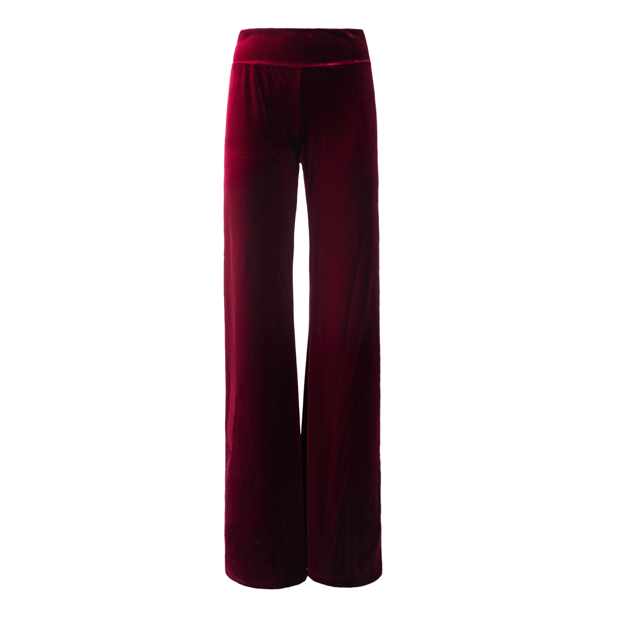 Pantalone MIMI palazzo ciniglia bordeaux - vita aderente vista frontale Day&Night Collection