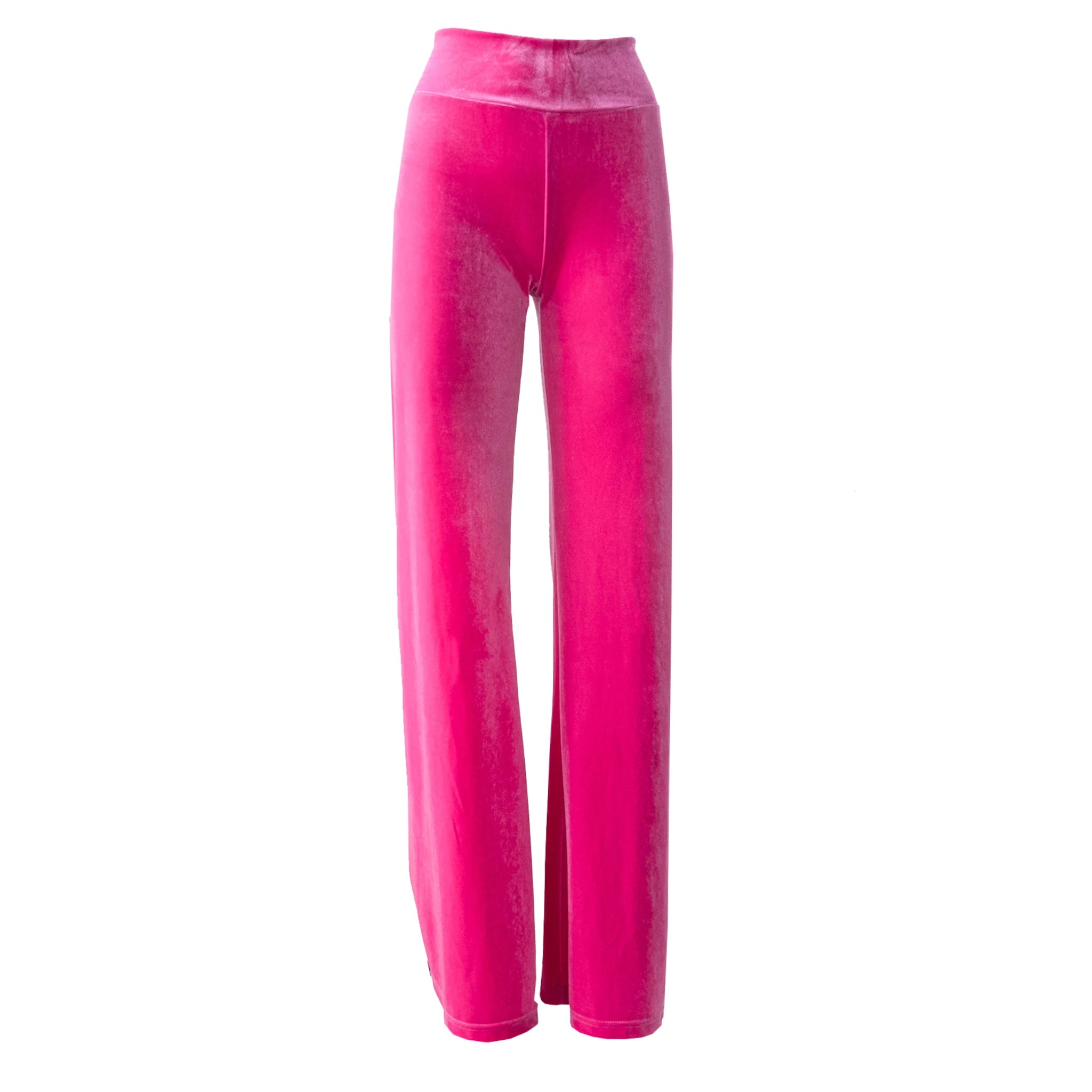 MIMI - pantalone palazzo in ciniglia fucsia