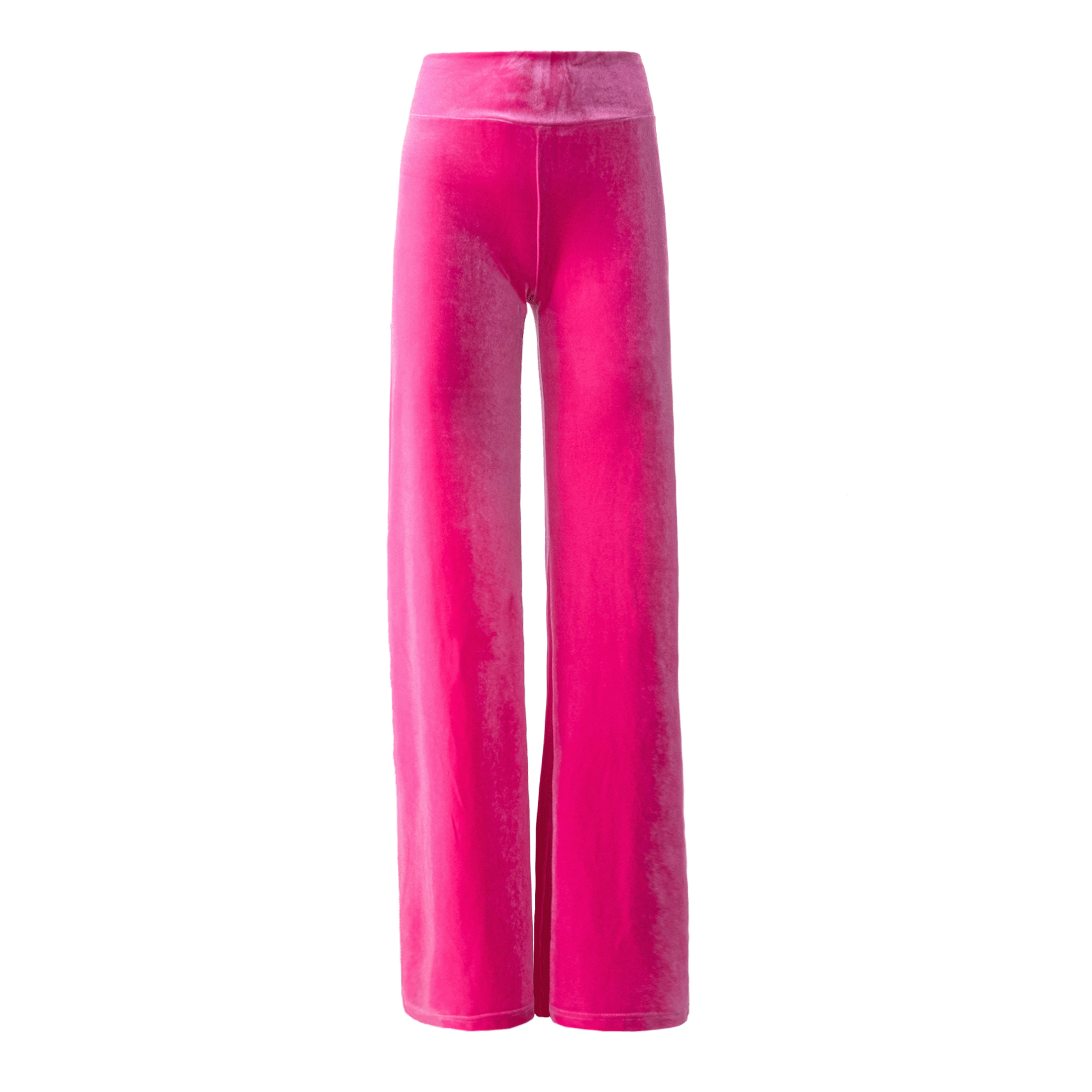 Pantalone MIMI palazzo ciniglia fucsia - vita aderente vista frontale Day&Night Collection