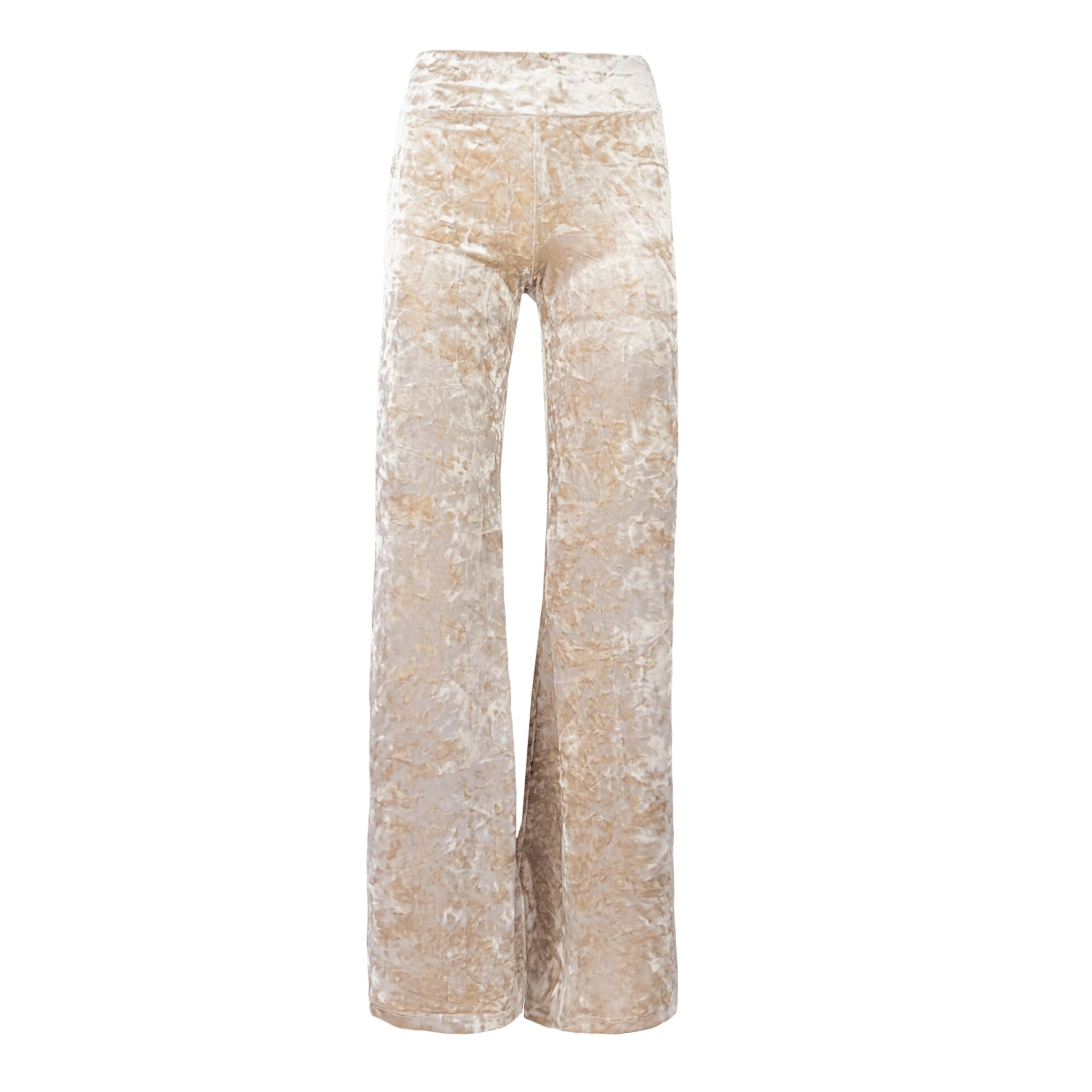 Pantalone MIMI palazzo ciniglia martellata champagne - vita aderente vista frontale Day&Night Collection