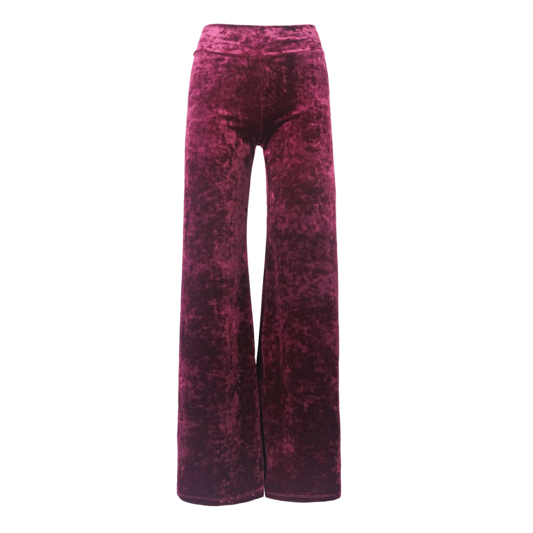 Pantalone MIMI palazzo ciniglia martellata bordeaux - vita aderente vista frontale Day&Night Collection
