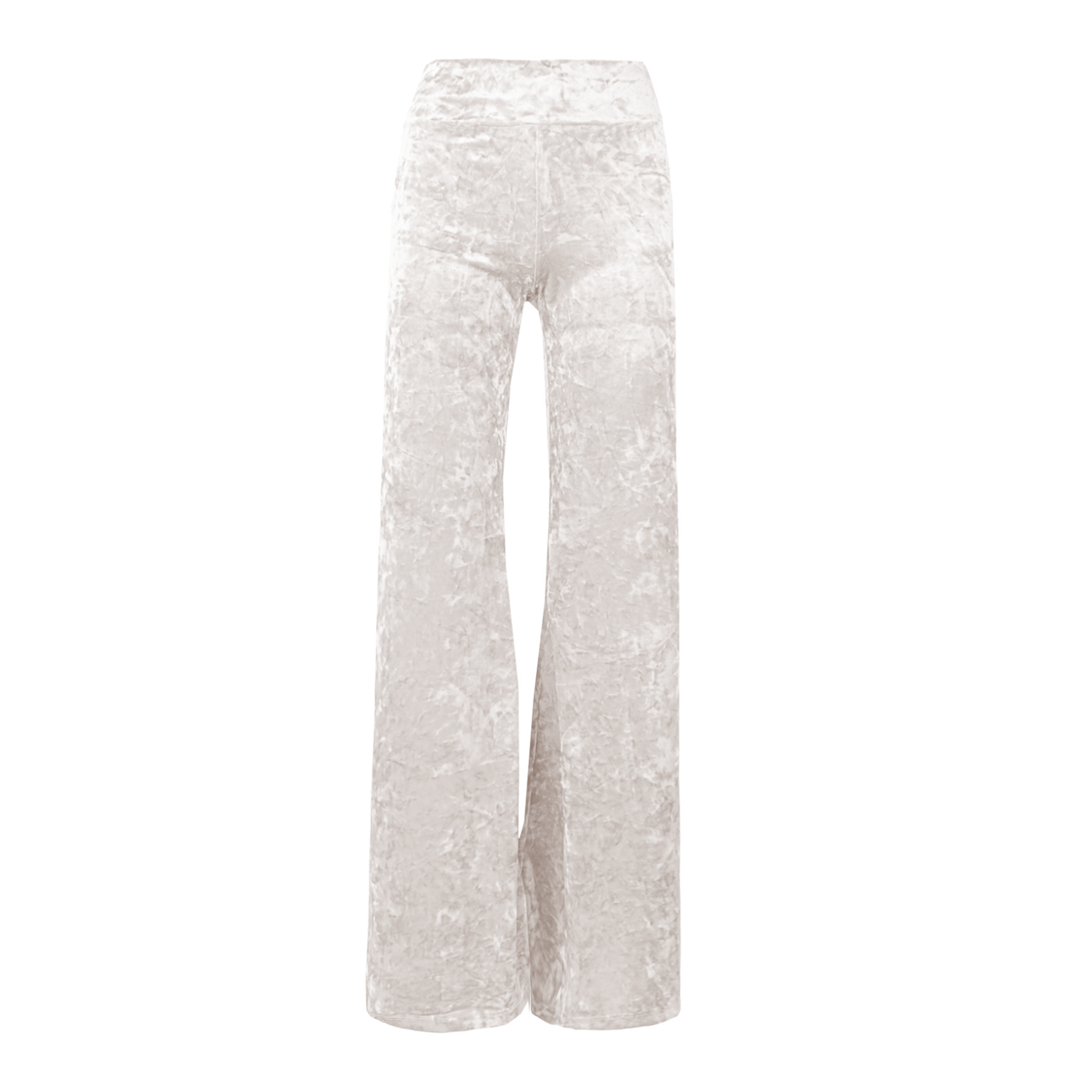 Pantalone MIMI palazzo ciniglia martellata crema - vita aderente vista frontale Day&Night Collection