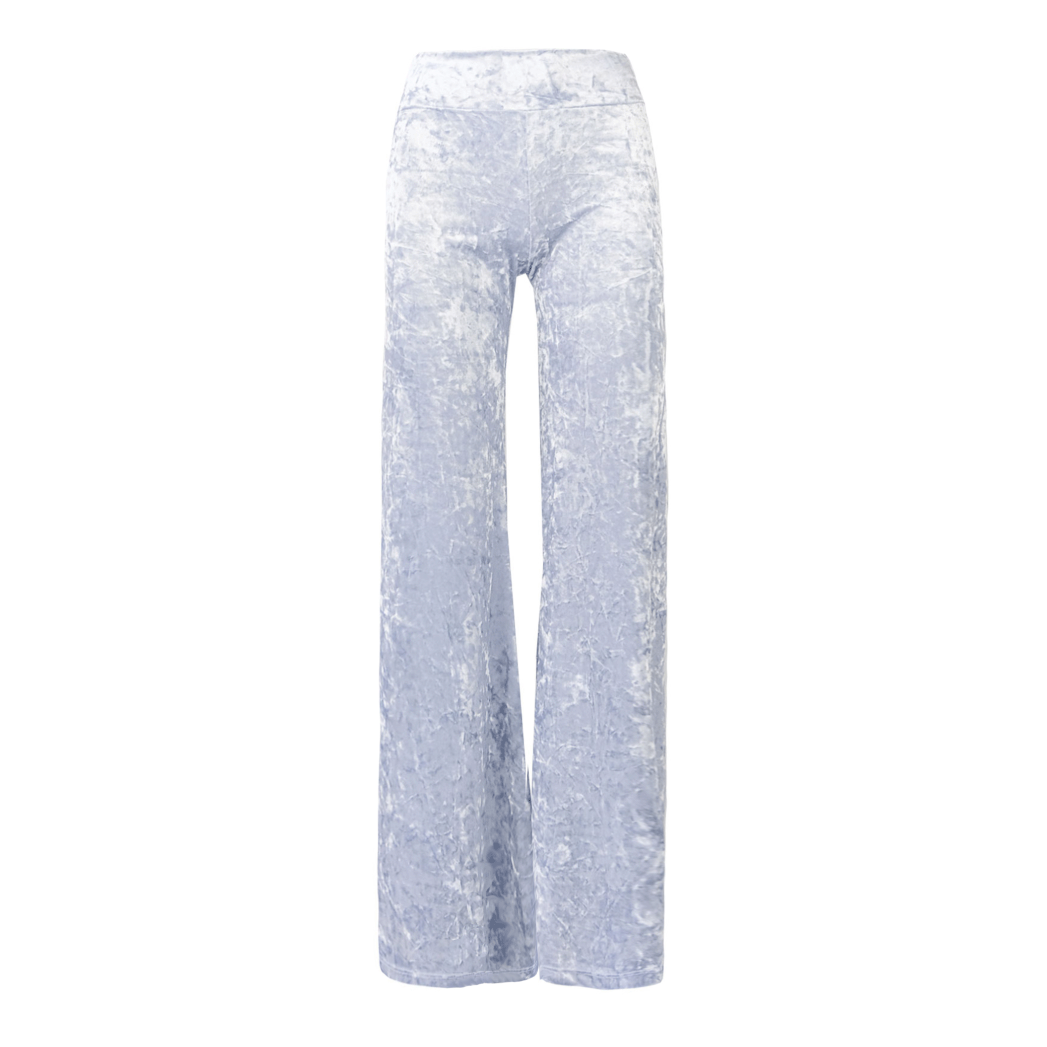 Pantalone MIMI palazzo ciniglia martellata azzurra - vita aderente vista frontale Day&Night Collection