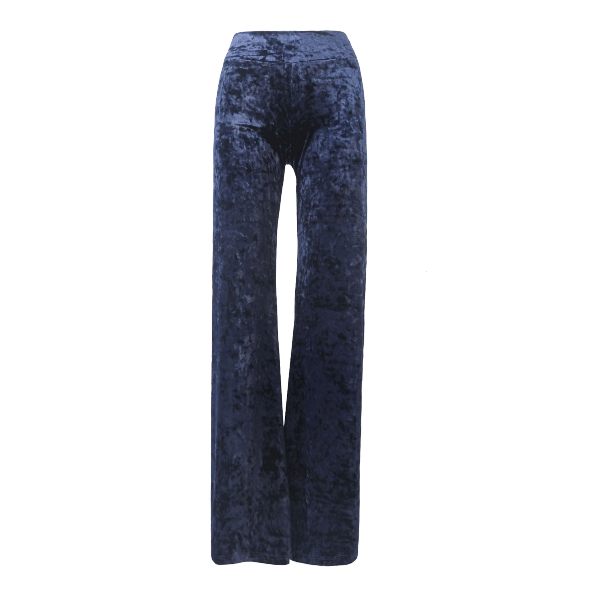 Pantalone MIMI palazzo ciniglia martellata blu - vita aderente vista frontale Day&Night Collection