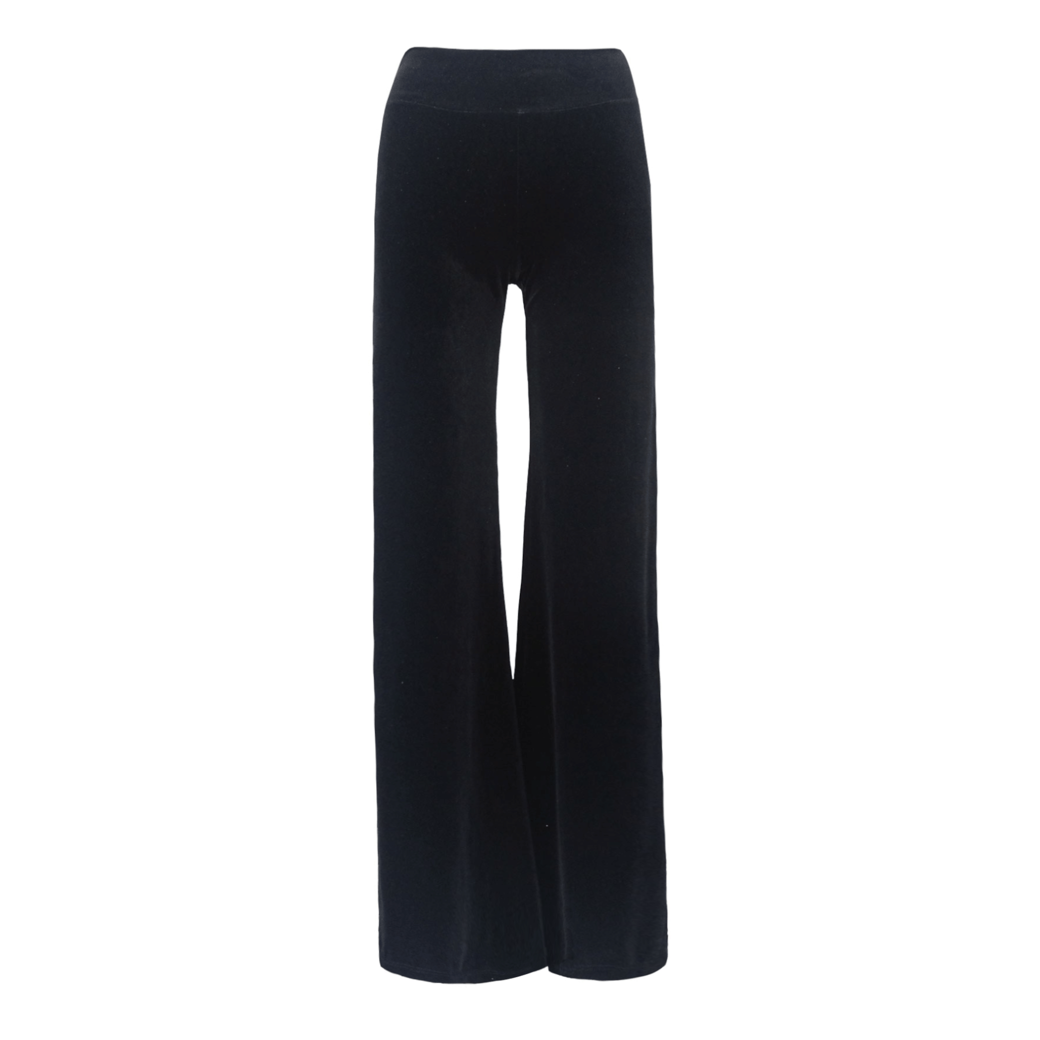 Pantalone MIMI palazzo ciniglia nera - vita aderente vista frontale Day&Night Collection bestseller