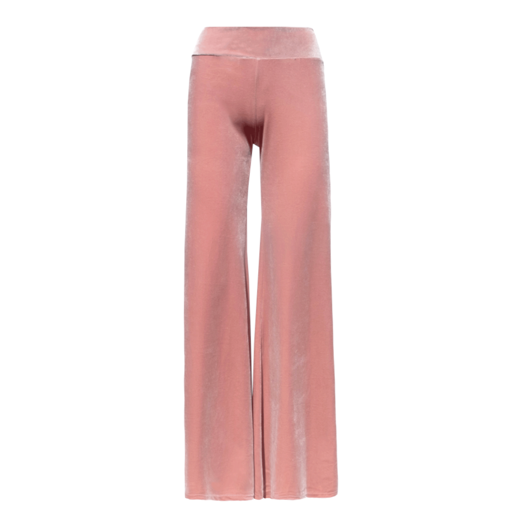 Pantalone MIMI palazzo ciniglia rosa baby - vita aderente vista frontale Day&Night Collection