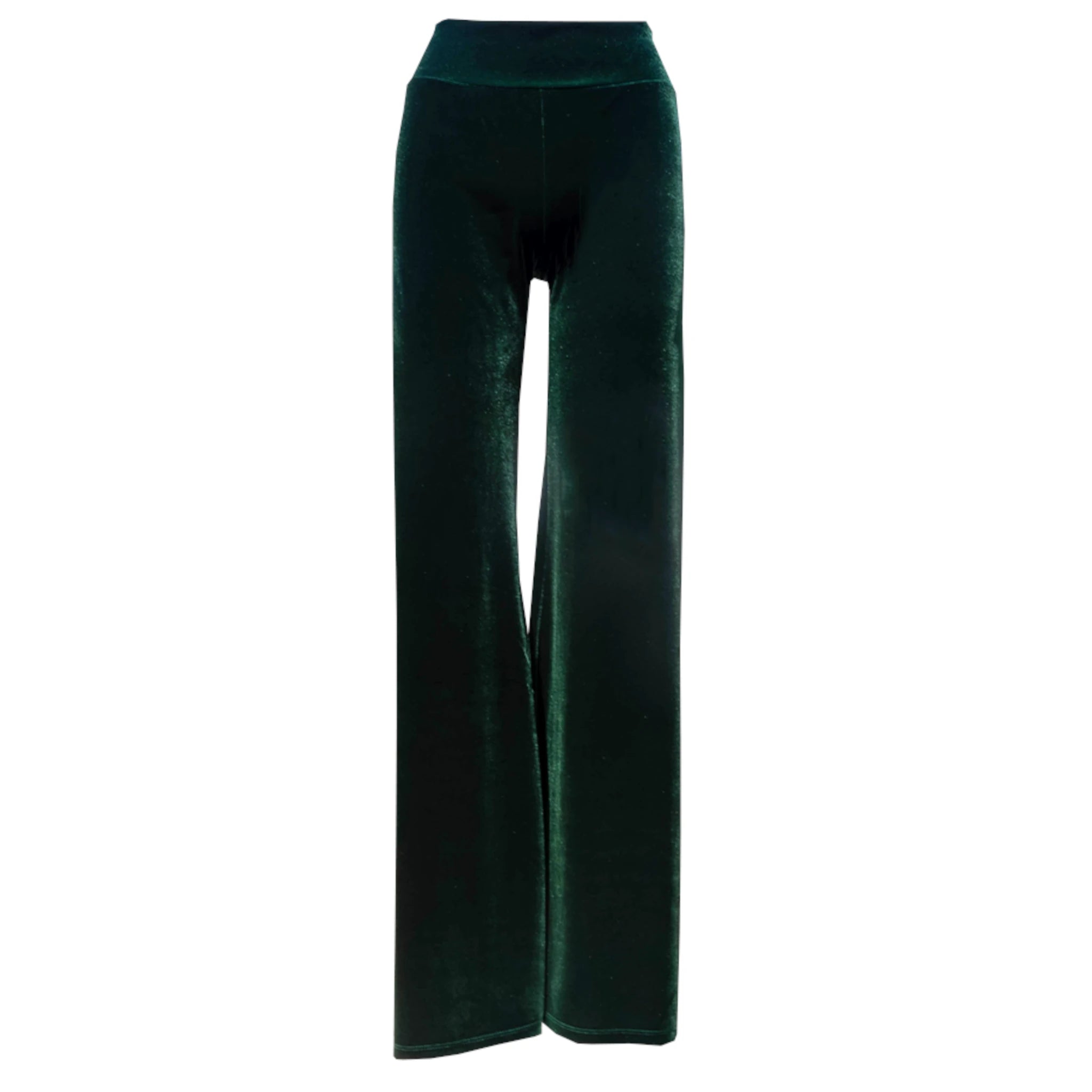 MIMI - pantalone palazzo in ciniglia verde smeraldo