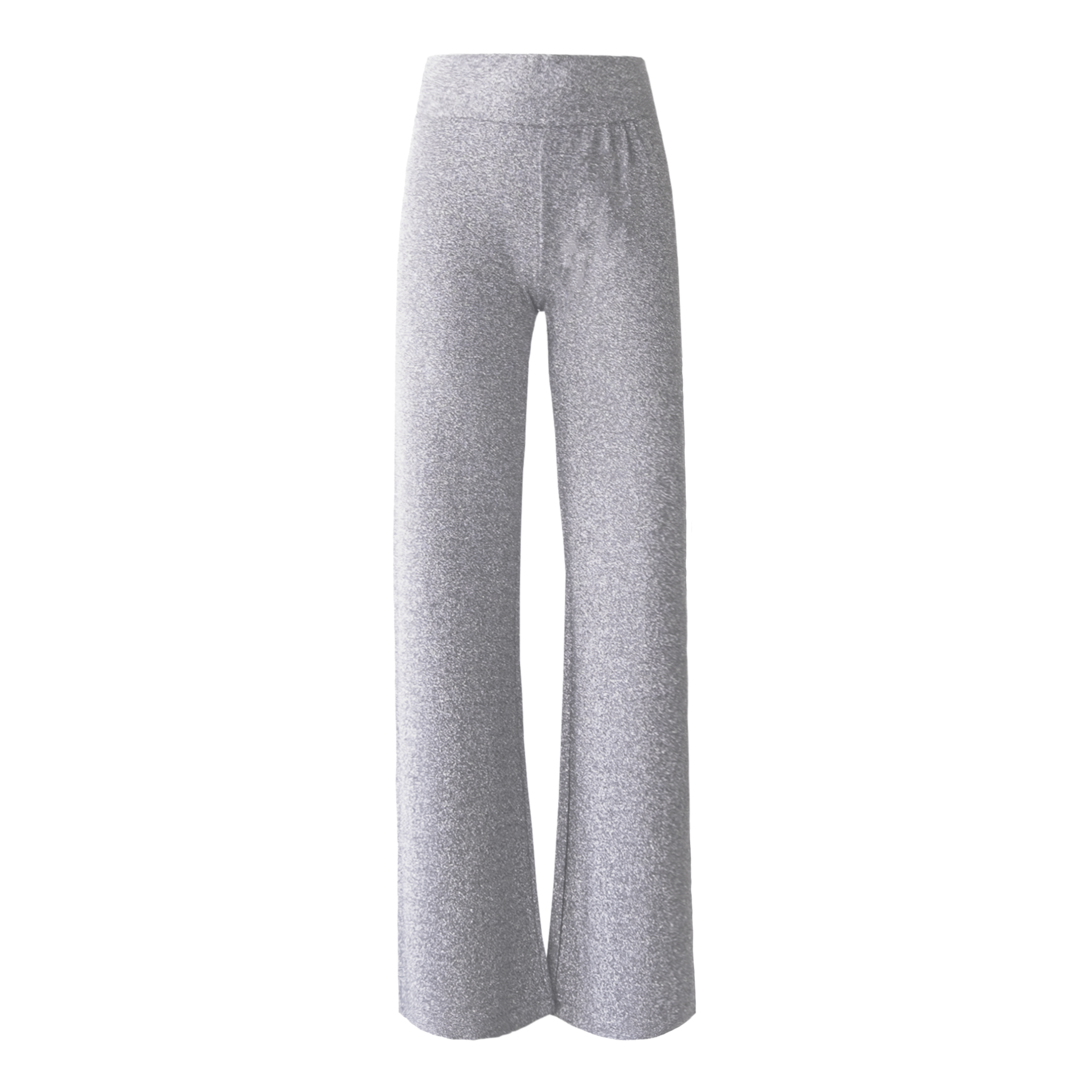 pantalone a palazzo MIMI di Alessandra Gallo in lurex argento con vita alta elasticizzata - vita frontale - Stardust Collection
