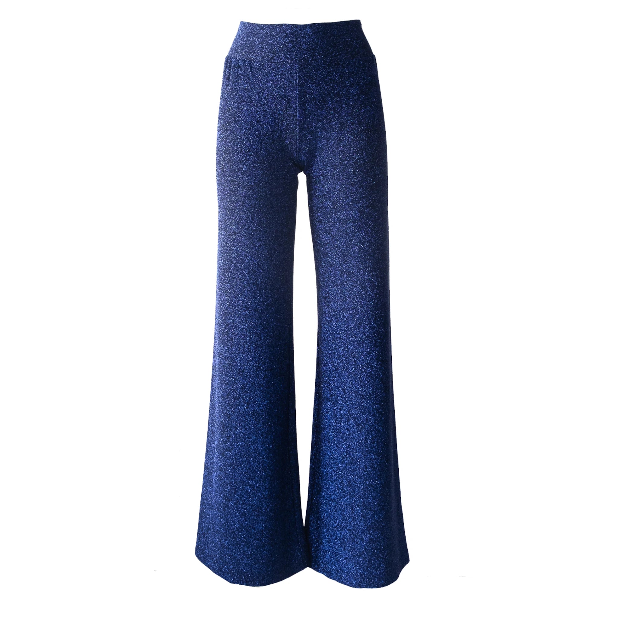 MIMI - pantalone palazzo in lurex blu