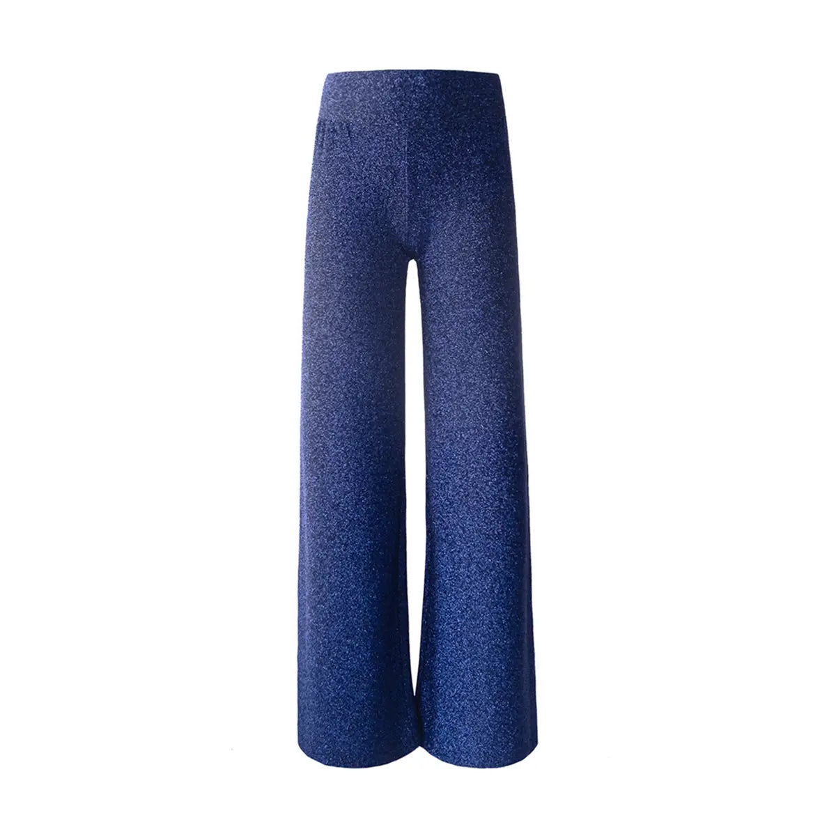 pantalone a palazzo MIMI di Alessandra Gallo in lurex blu con vita alta elasticizzata - vista frontale - Stardust Collection