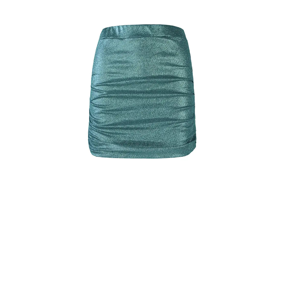 Minigonna drappeggiata in lurex verde NINA – Alessandra Gallo

