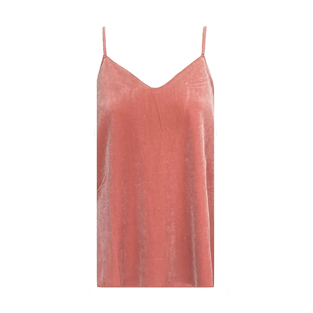 Top MIRTA di Alessandra Gallo in ciniglia rosa con spalline sottili - vista frontale - Day&Night Collection