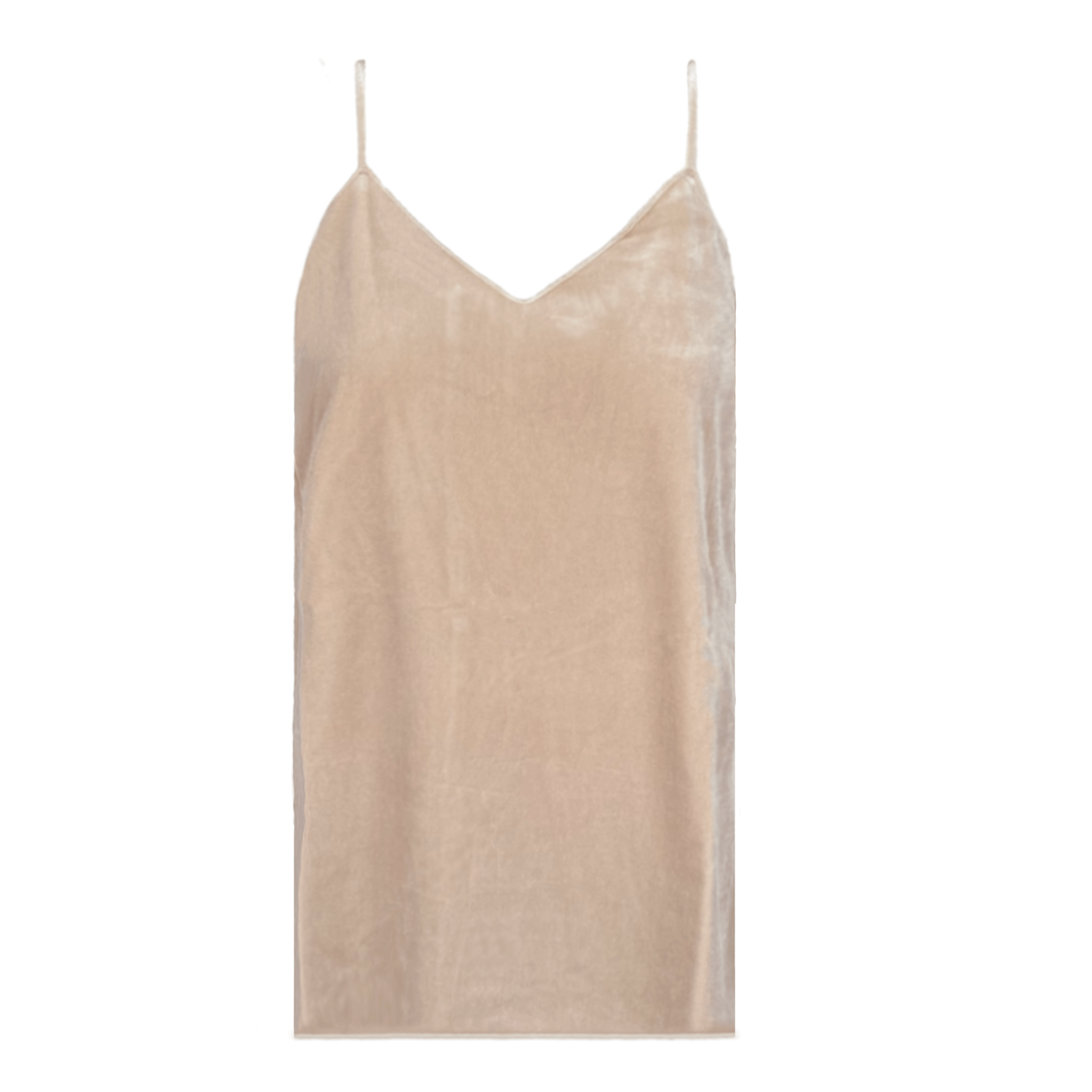 Top MIRTA di Alessandra Gallo in ciniglia beige con spalline sottili -vista frontale - Day&Night Collection