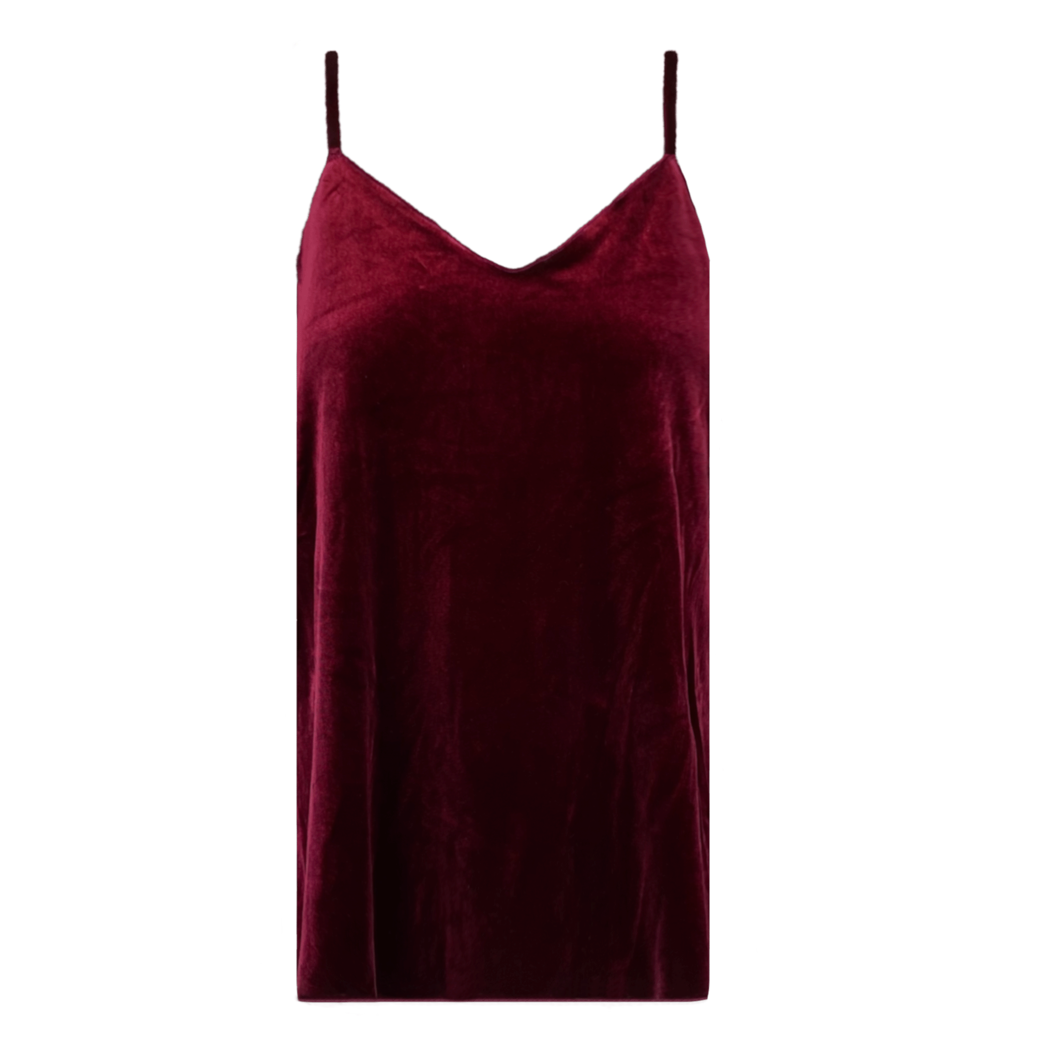 Top MIRTA di Alessandra Gallo in ciniglia bordeaux con spalline sottili - vista frontale - Day&Night Collection