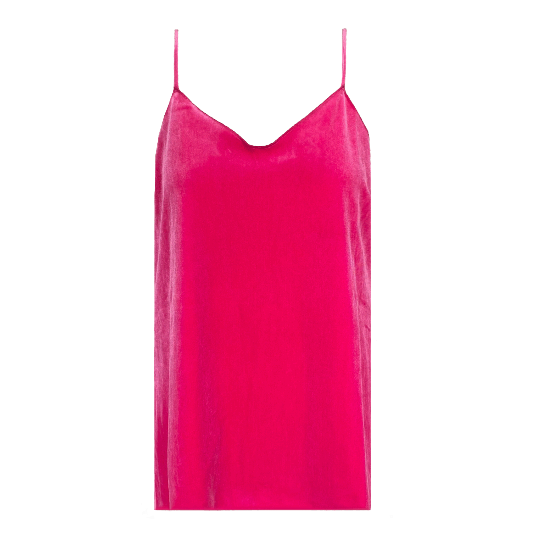 Top MIRTA di Alessandra Gallo in ciniglia fucsia con spalline sottili - vista frontale - Day&Night Collection