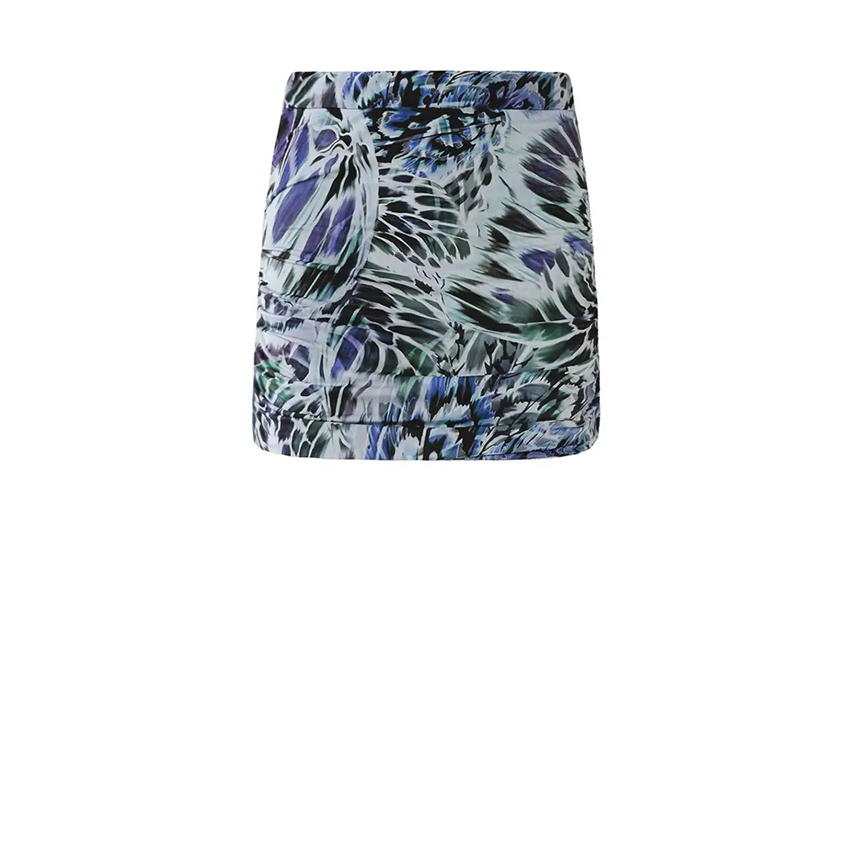 NINA minigonna in lycra fantasia Leaves di Alessandra Gallo con vita elasticizzata-  Made in Italy - The Stretch Collection -vista frontale