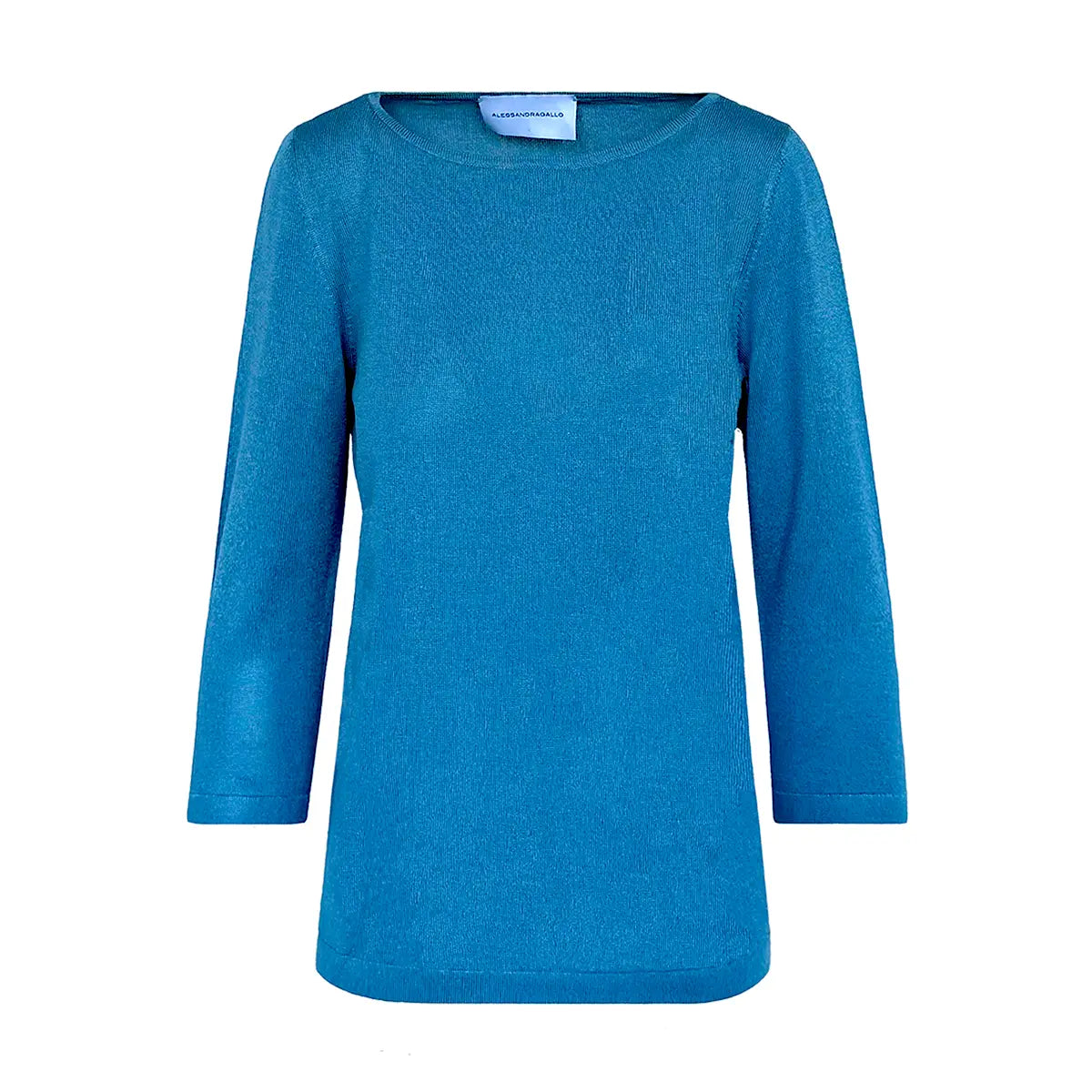 ORTENSIA, t-shirt in cotone carta da zucchero con girocollo e maniche a tre quarti.