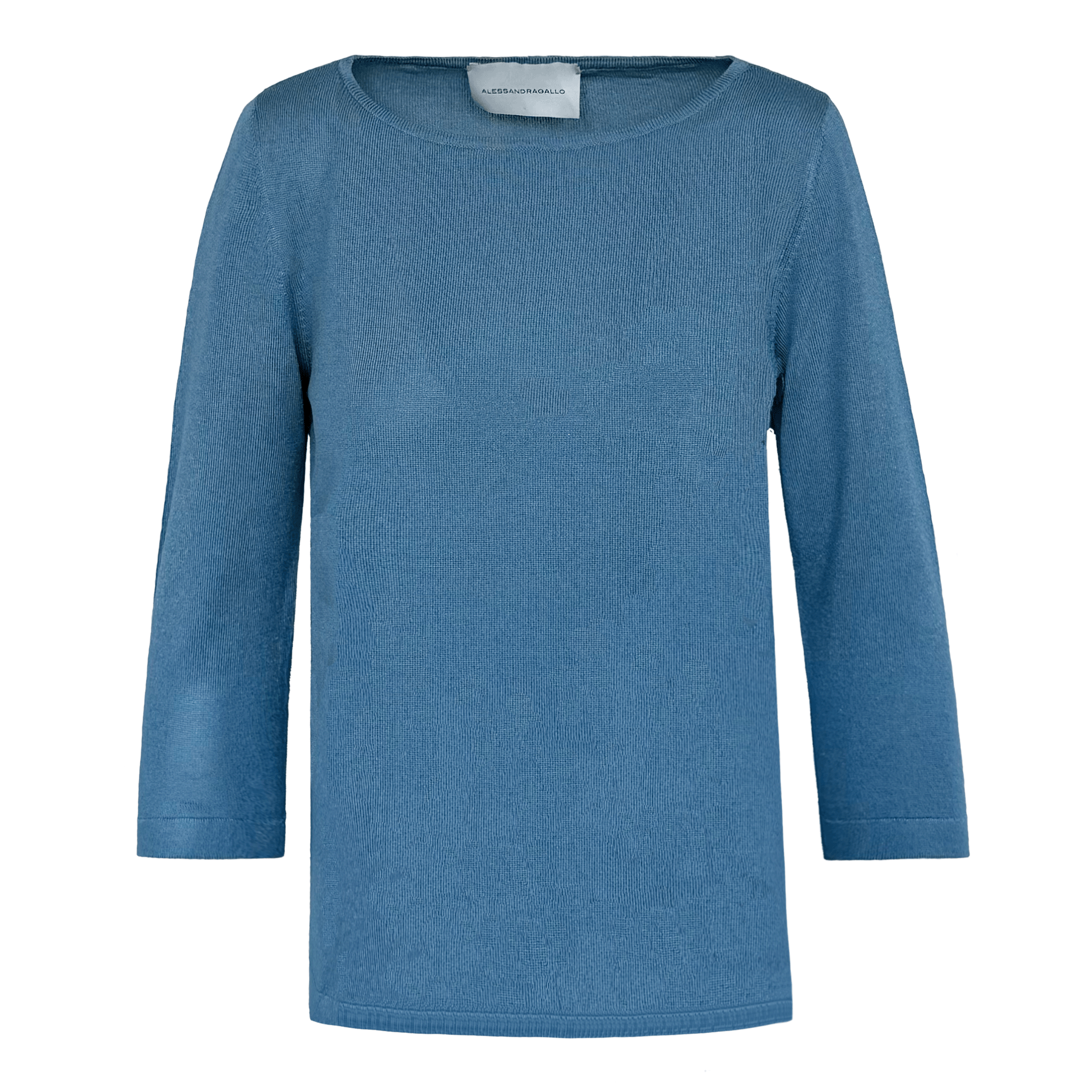 T-shirt ORTENSIA di Alessandra Gallo in cotone carta da zucchero con collo a barchetta e maniche 3/4 - vista frontale - Made in Italy - Printemps Collection
