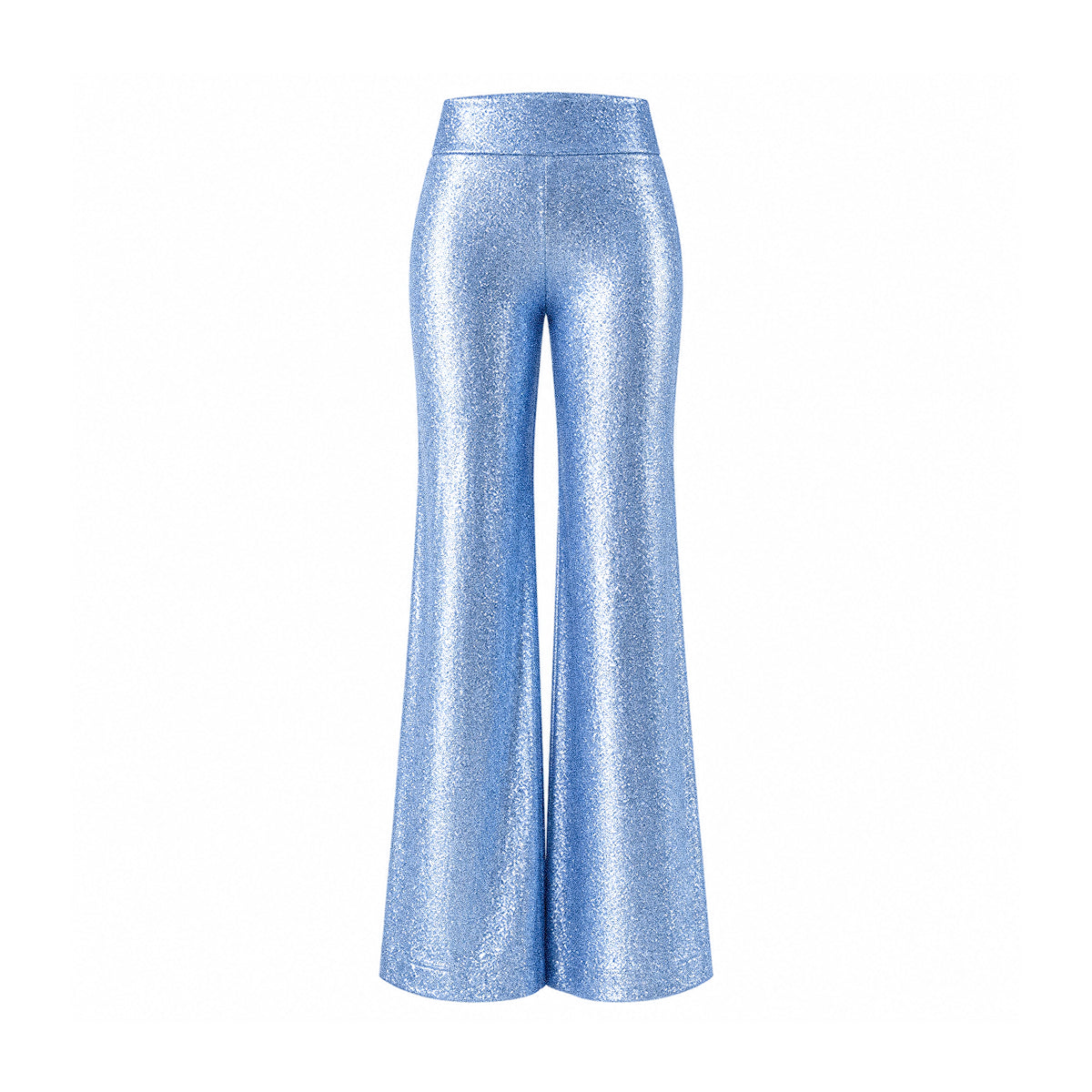 MIMI, pantalone palazzo in lurex azzurro.