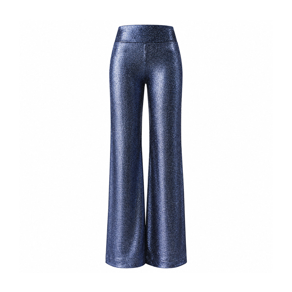 MIMI, pantalone palazzo in lurex blu.