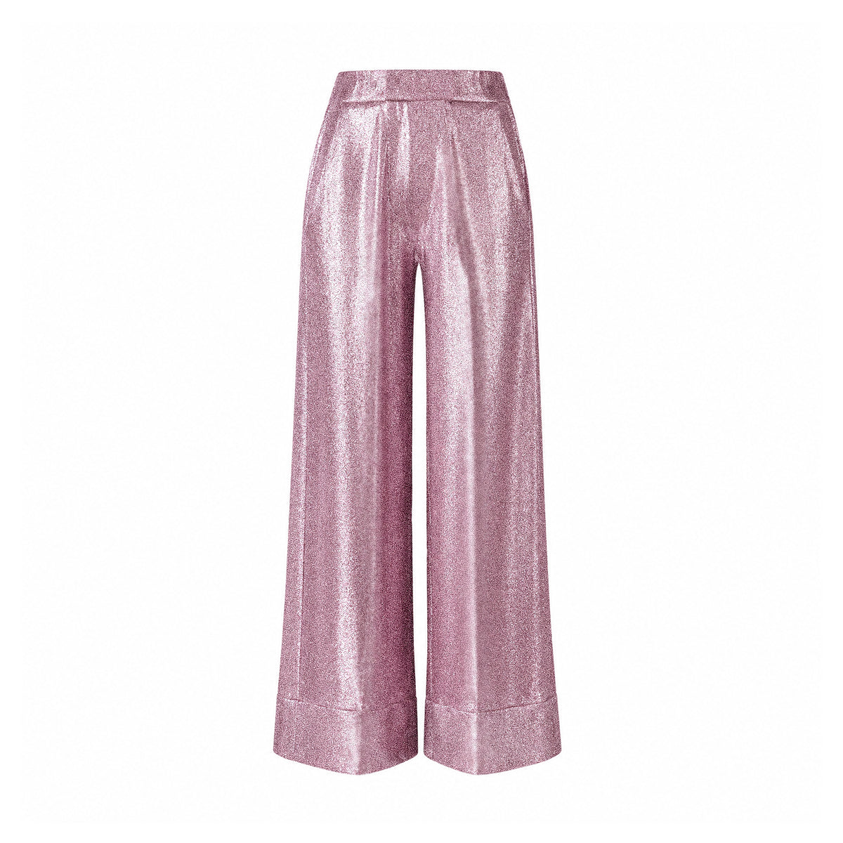 AIDA, pantalone palazzo in lurex rosa.