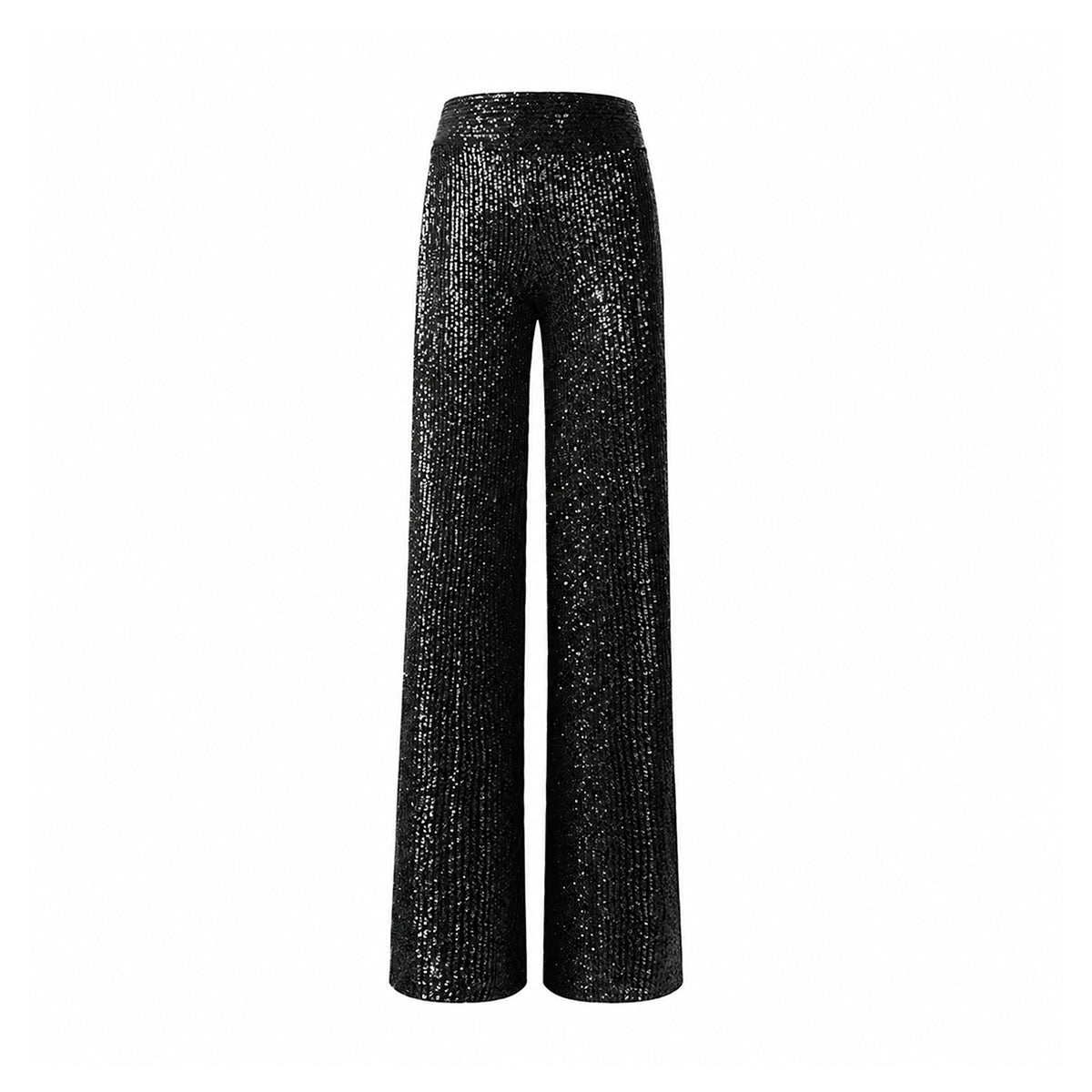 MIMI, pantalone palazzo in paillettes nere.