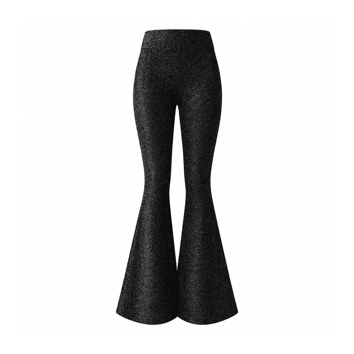 LOLA, pantalone a zampa in lurex nero.