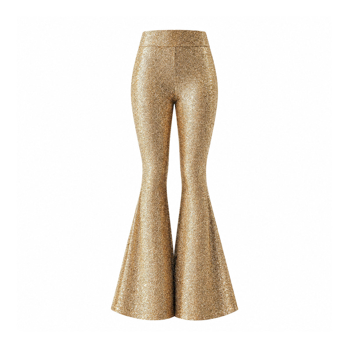 LOLA, pantalone a zampa in lurex oro.
