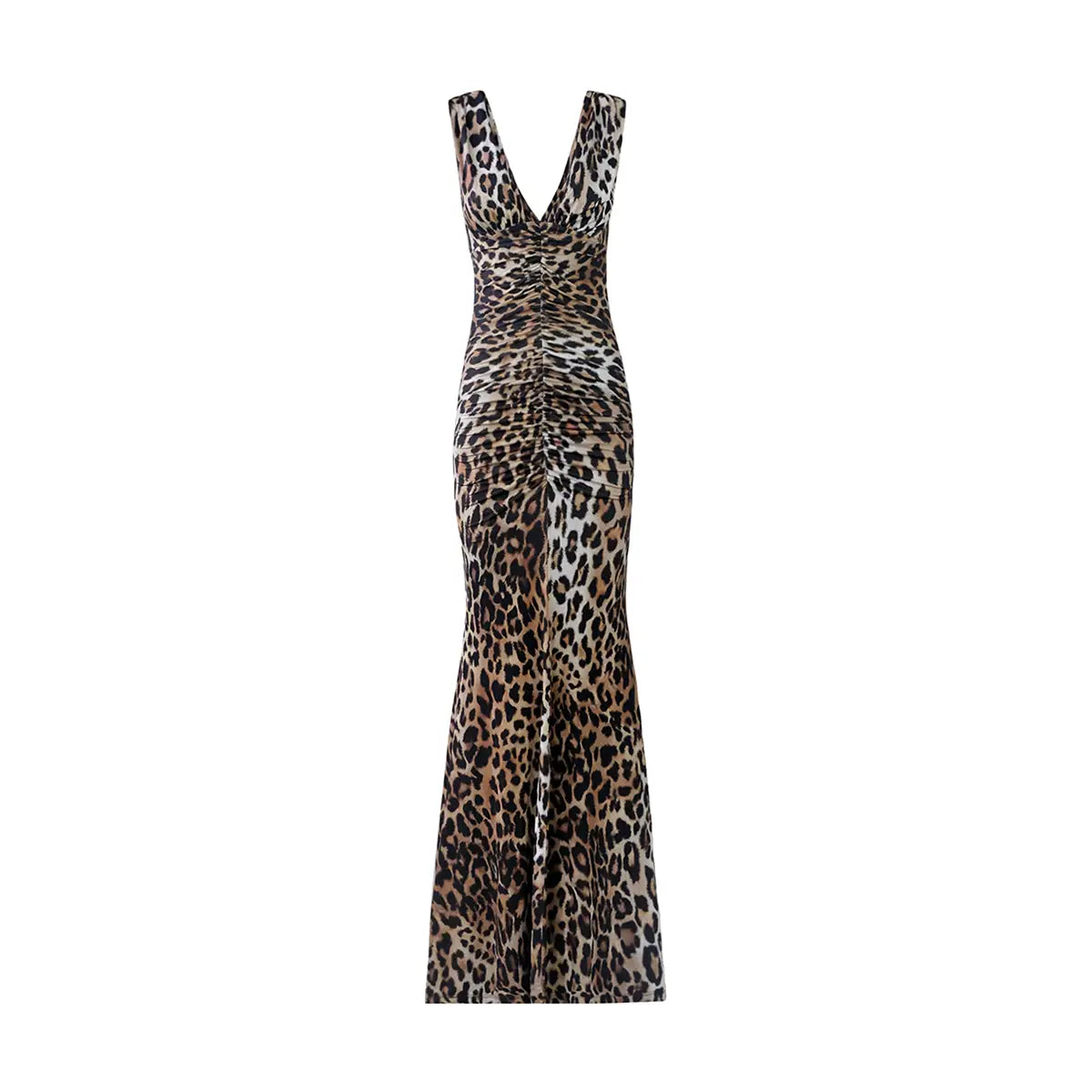 SELENE abito lungo a sirena senza maniche in lycra fantasia animalier di Alessandra Gallo - Made in Italy - The Stretch Collection - vista frontale