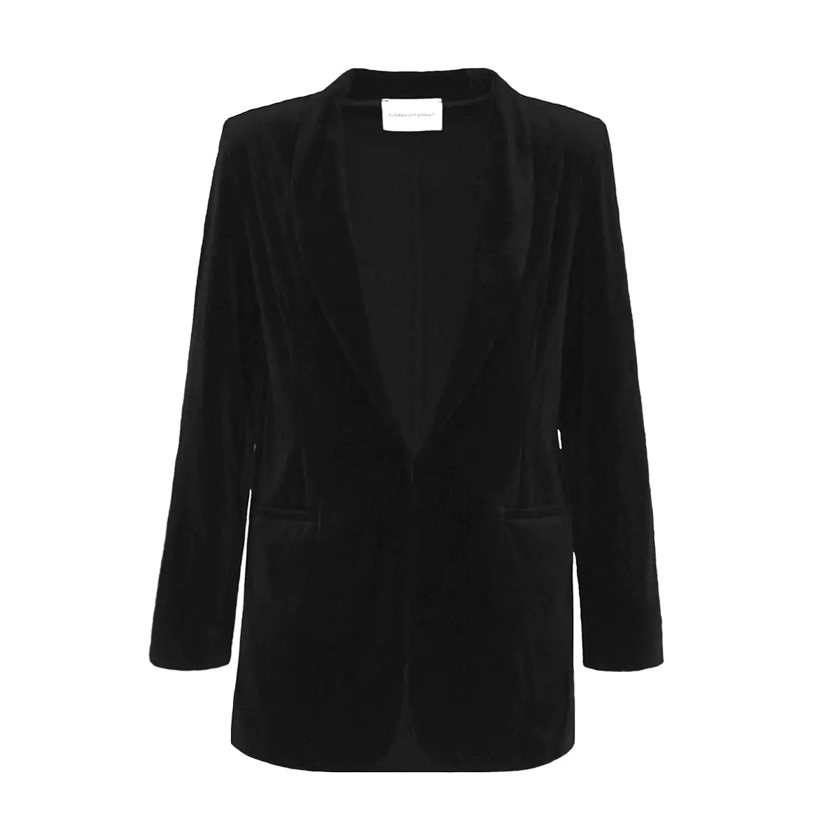 Blazer TEA di Alessandra Gallo in ciniglia nero maniche lunghe - vista frontale Day&Night Collection