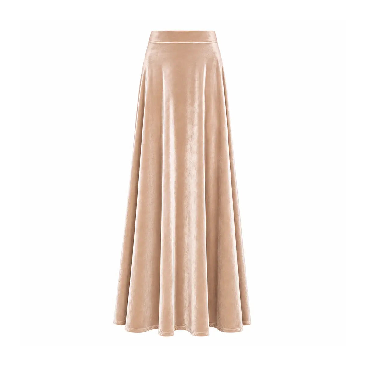 TOSCA, gonna lunga in ciniglia beige con linea svasata.