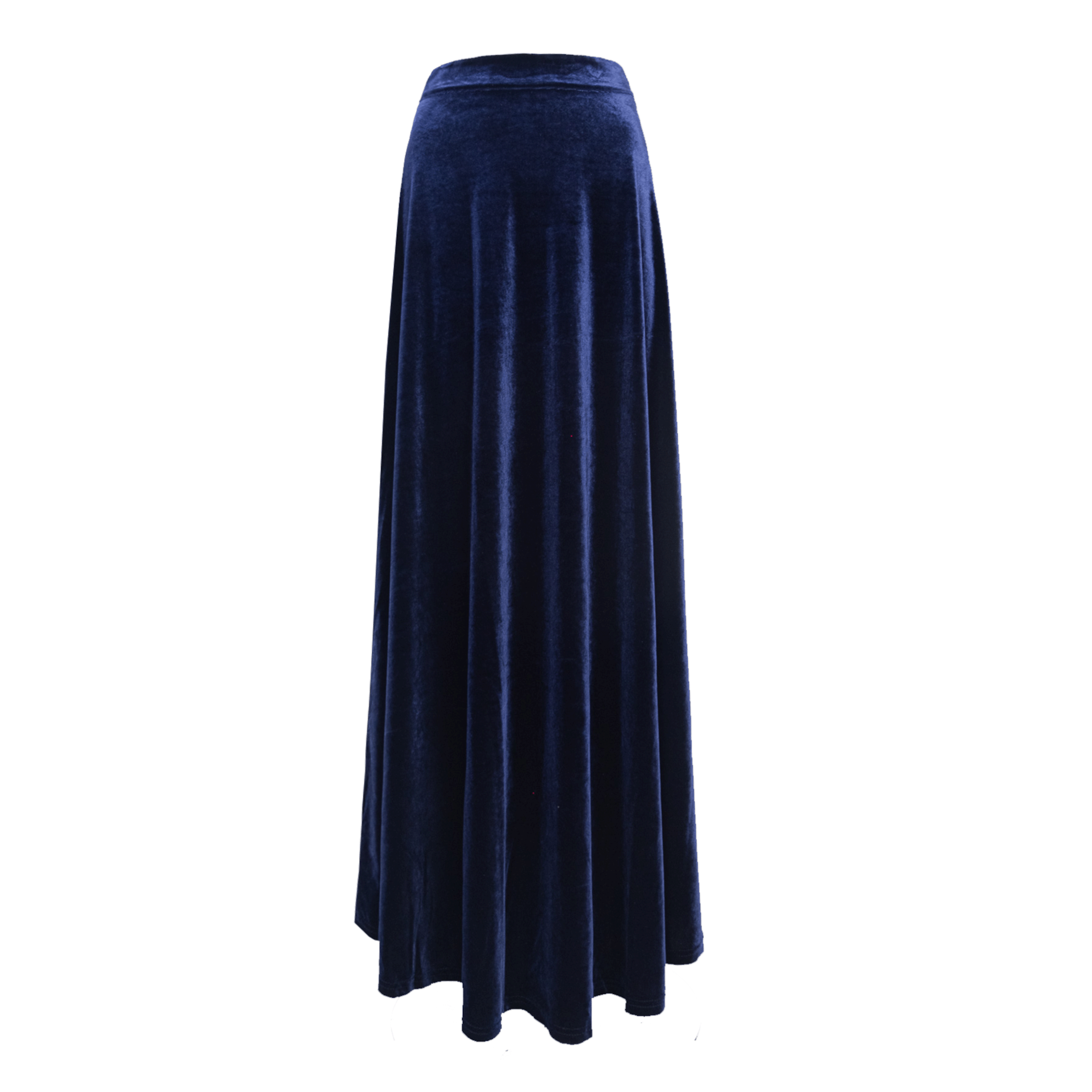 Gonna lunga TOSCA di Alessandra Gallo in ciniglia blu - vista frontale, Day&Night Collection
