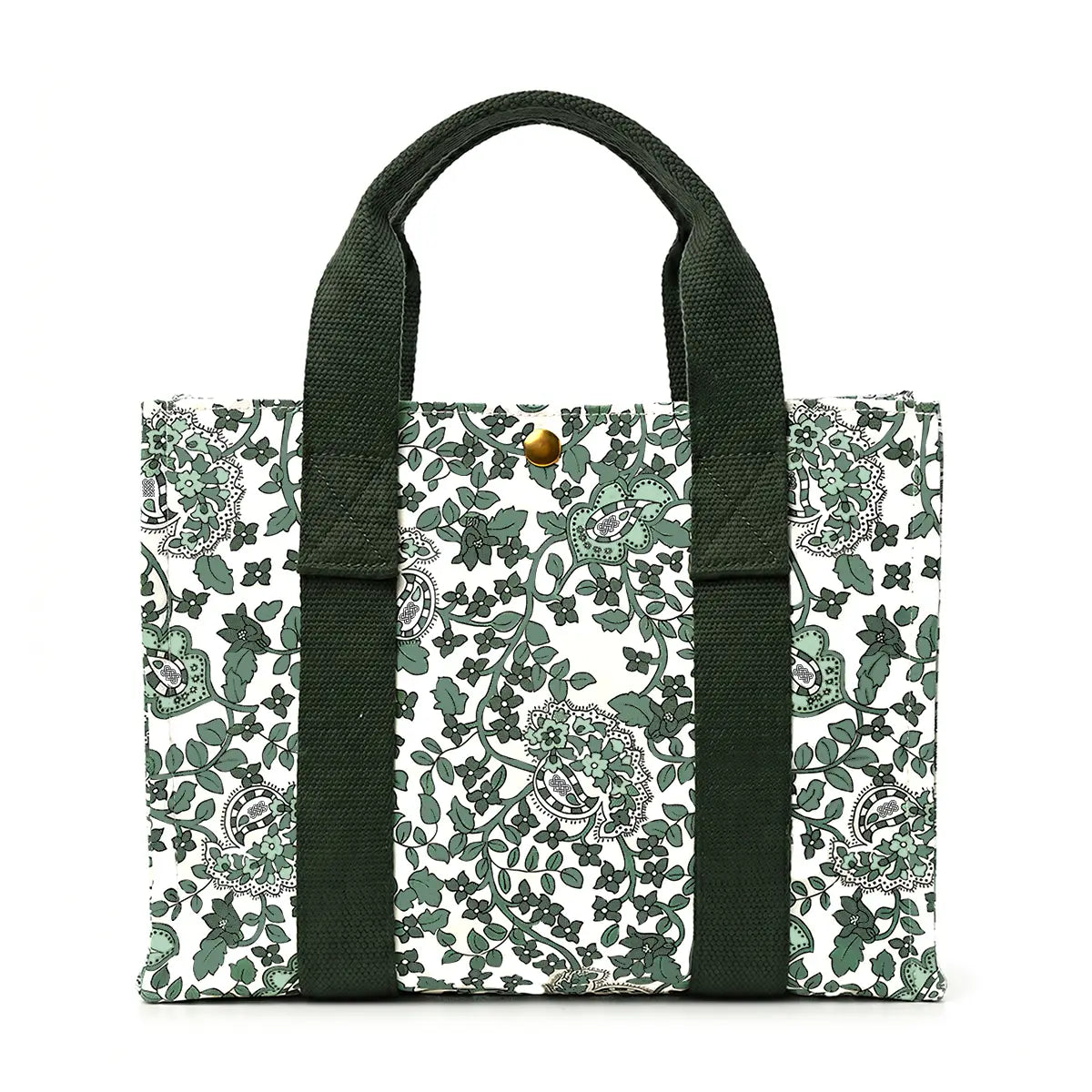 Tote Bag Small ALESSANDRAGALLO x My Style Bags in fantasia verde e bianca, vista frontale.
