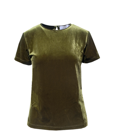 CARMEN - T-shirt in green chenille