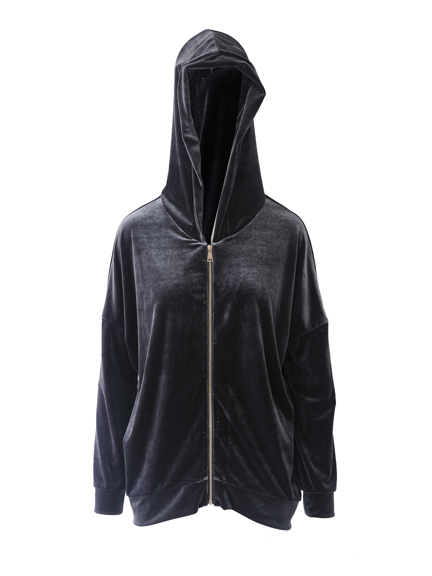 ADRIEN - hoodie with zip in grey chenille