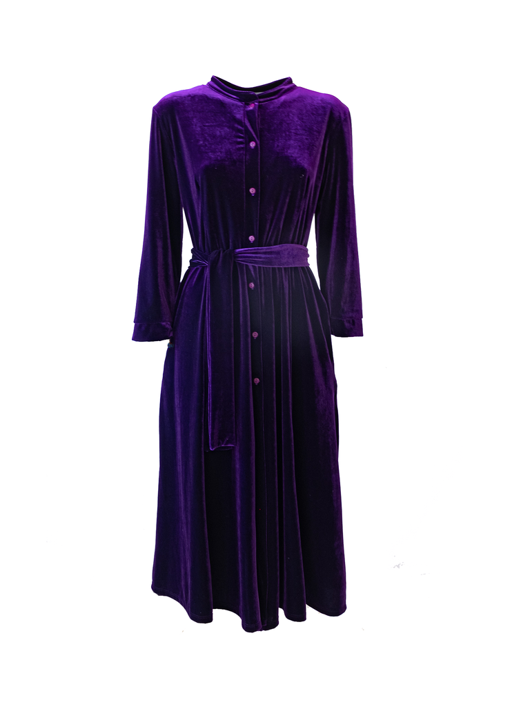 CLELIA MIDI - midi chemisier dress in purple chenille
