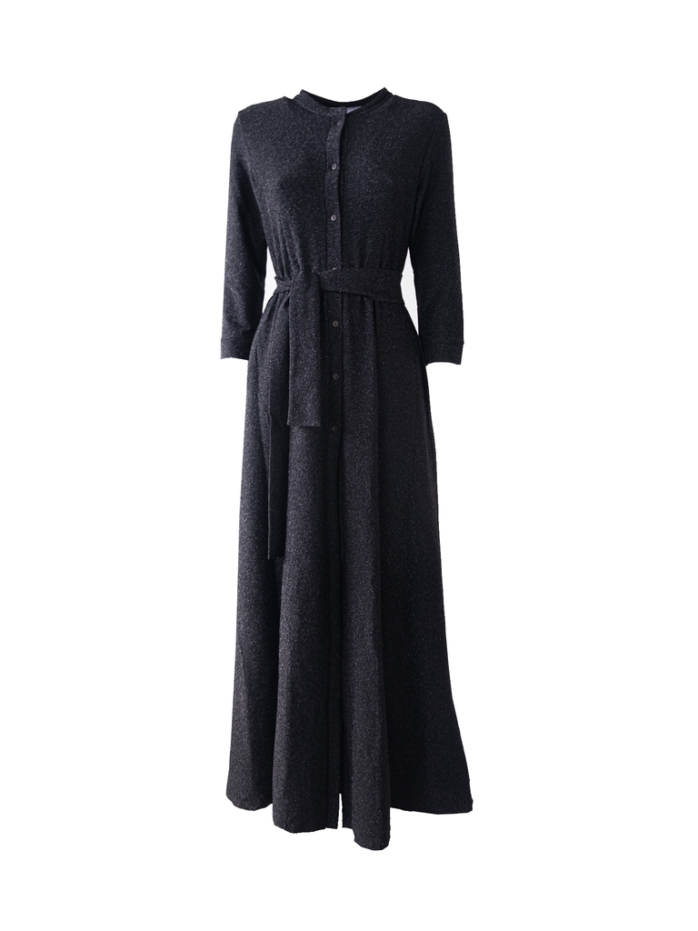 CLELIA - long chemisier dress in black lurex