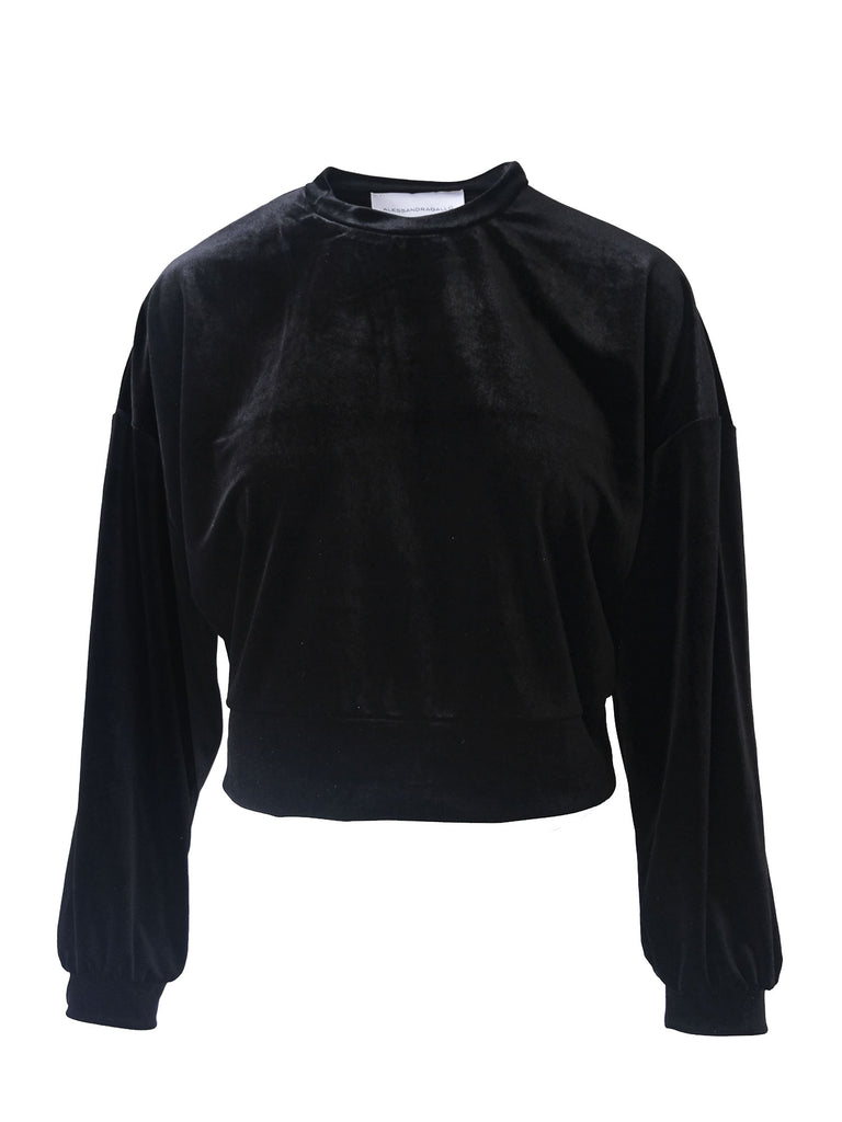 IOLE - cropped sweatshirt in black chenille
