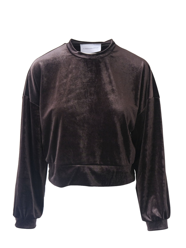 IOLE - cropped sweatshirt in brown chenille