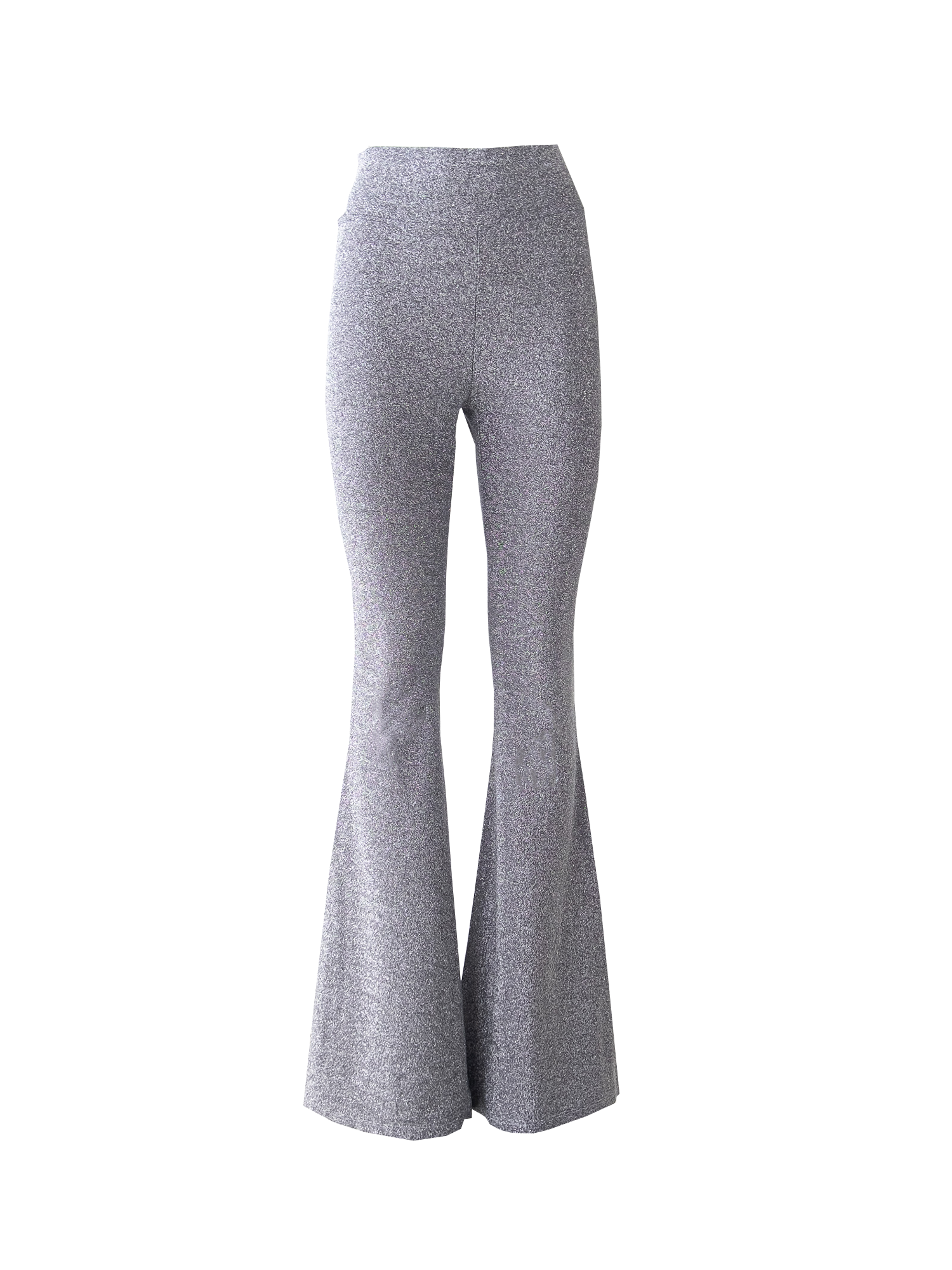 LOLA - flared trouser with high waist in silver lurex