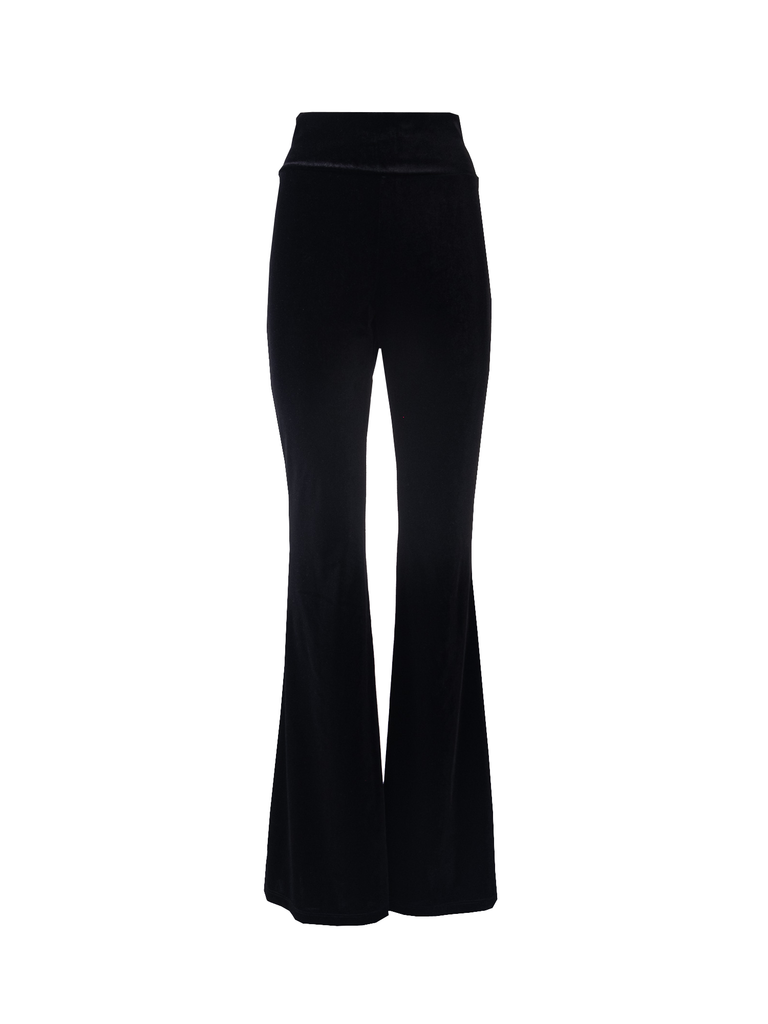 LOLA - flared trouser with high waist in black chenille