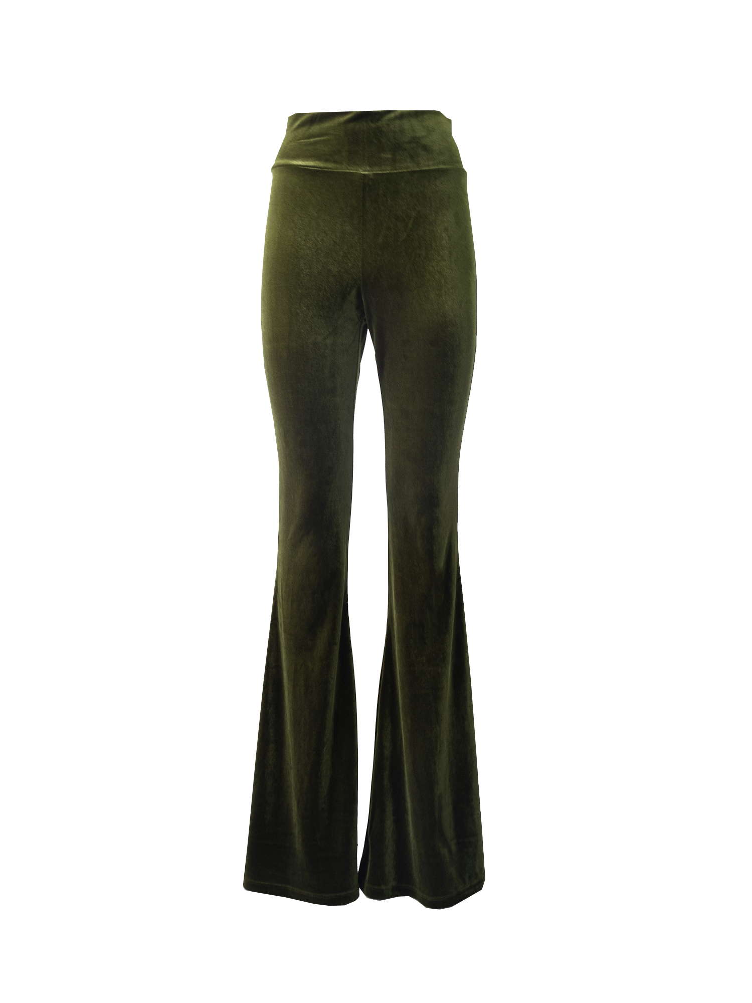 LOLA - flared trouser with high waist in green chenille