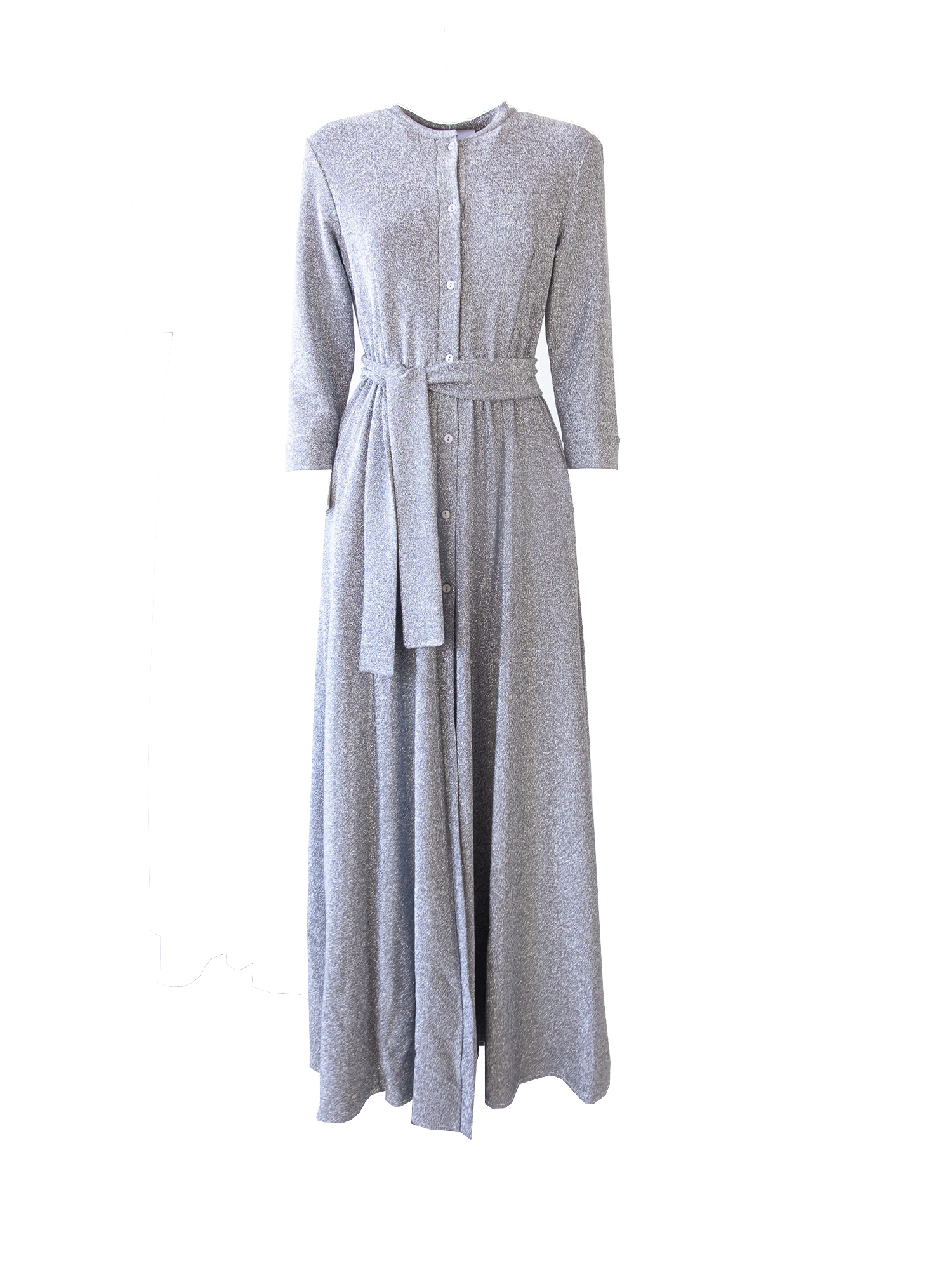 CLELIA - long silver lurex shirt dress